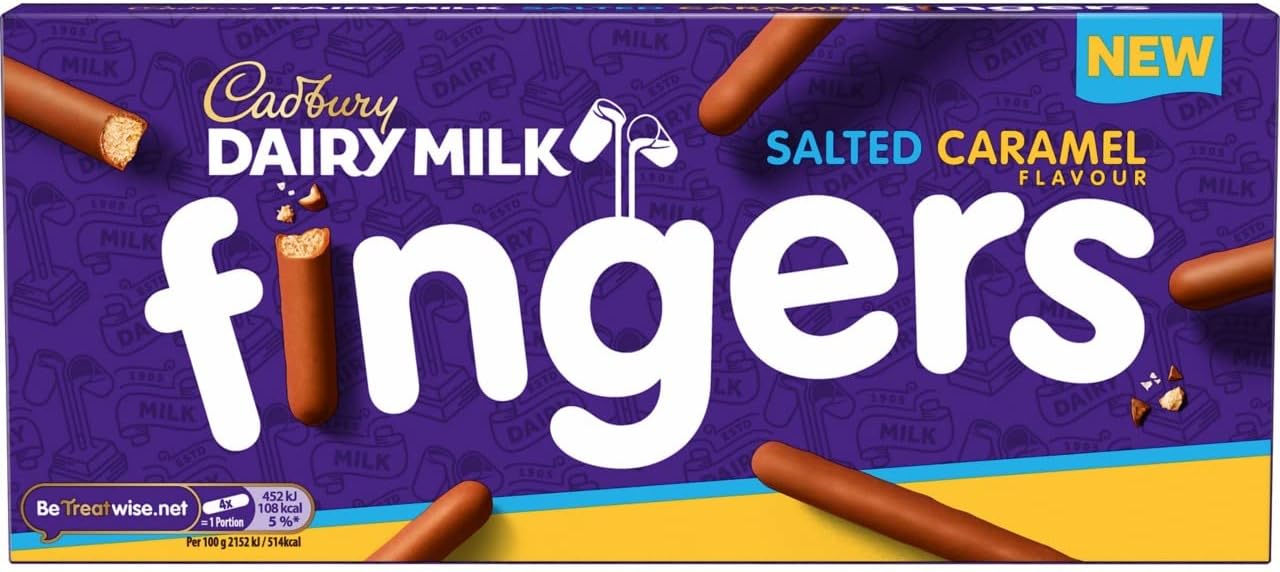Cadbury Dairy Milk Salted Caramel Fingers, Crunchy Biscuits Coated in Salted Caramel Flavoured Milk Chocolate, 114 g (Pack of 1)