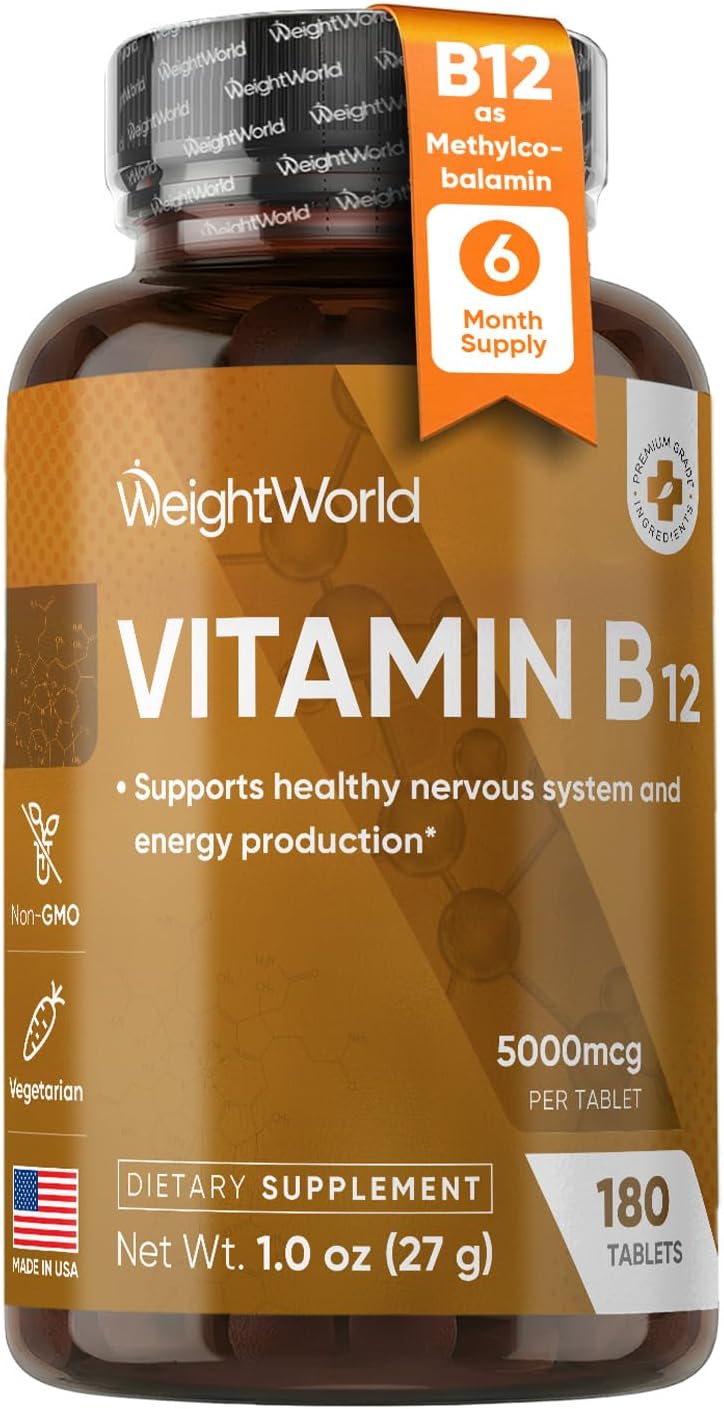WeightWorld B12 Vitamin 5000mcg | 6-Month Supply | B12 Methylcobalamin Form