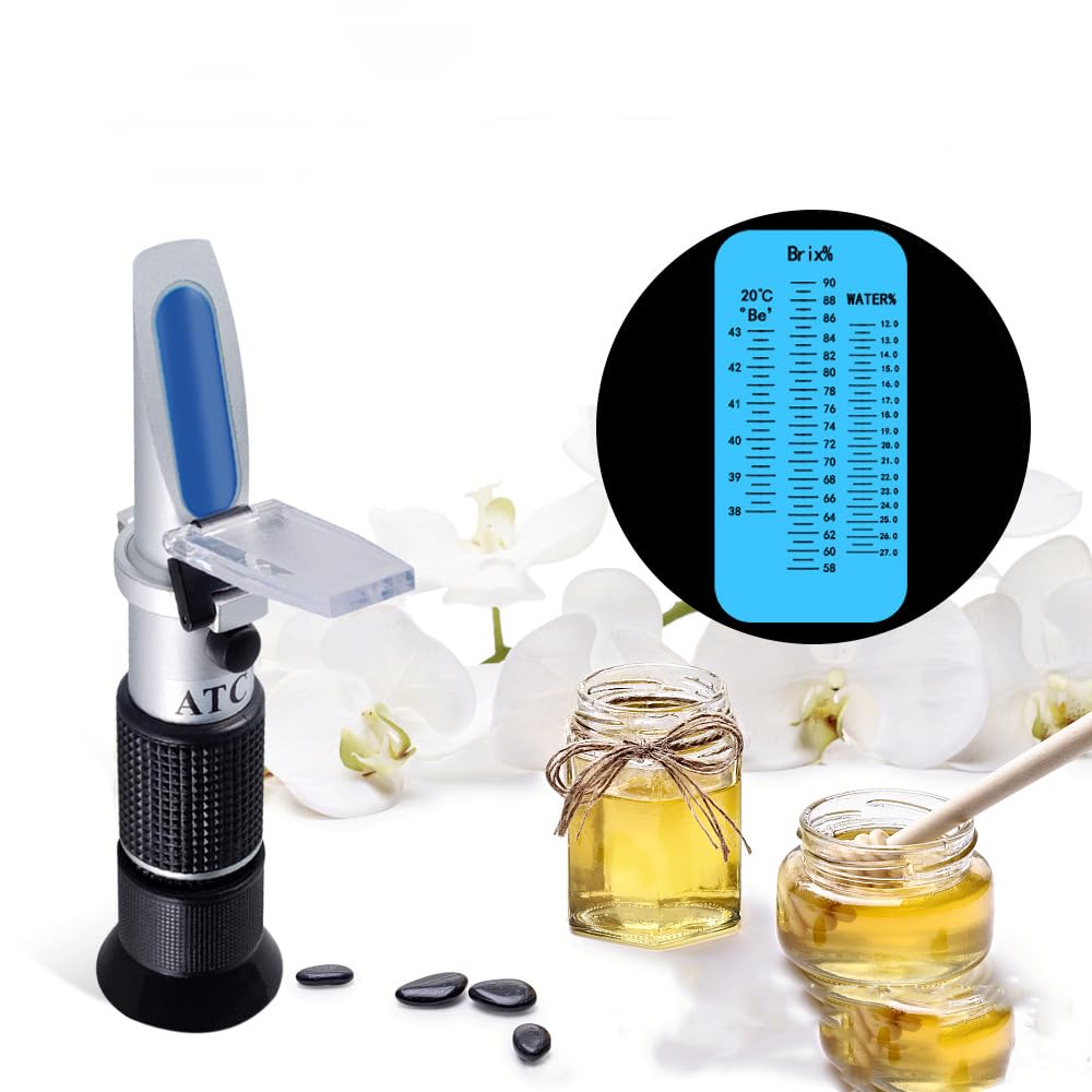 Honey Maple Syrup brix Refractometer /58-90 brix 10-33 Moisture Meter/Homebrew Sucrose Brewing Sugar aichose Hydrometer/Beekeeping Supply ATC