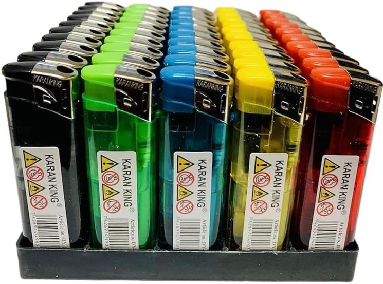 KARAN KING 50PK ELECTRONIC LIGHTER 5 COLOR CHILD SAFE UK SELLER
