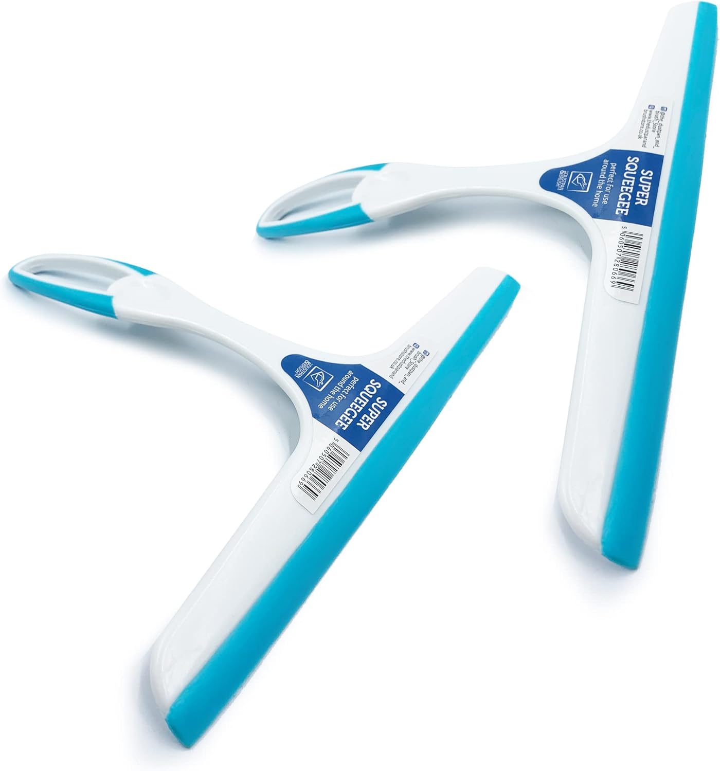 Pack of 2 Window Squeegee Glass Cleaning Wiper – Multipurpose Glass Squeegee Window Cleaner for Cars, Bathroom and Shower Squeegee with Plastic Body, Rubber Blade, and Easy Grip Handle