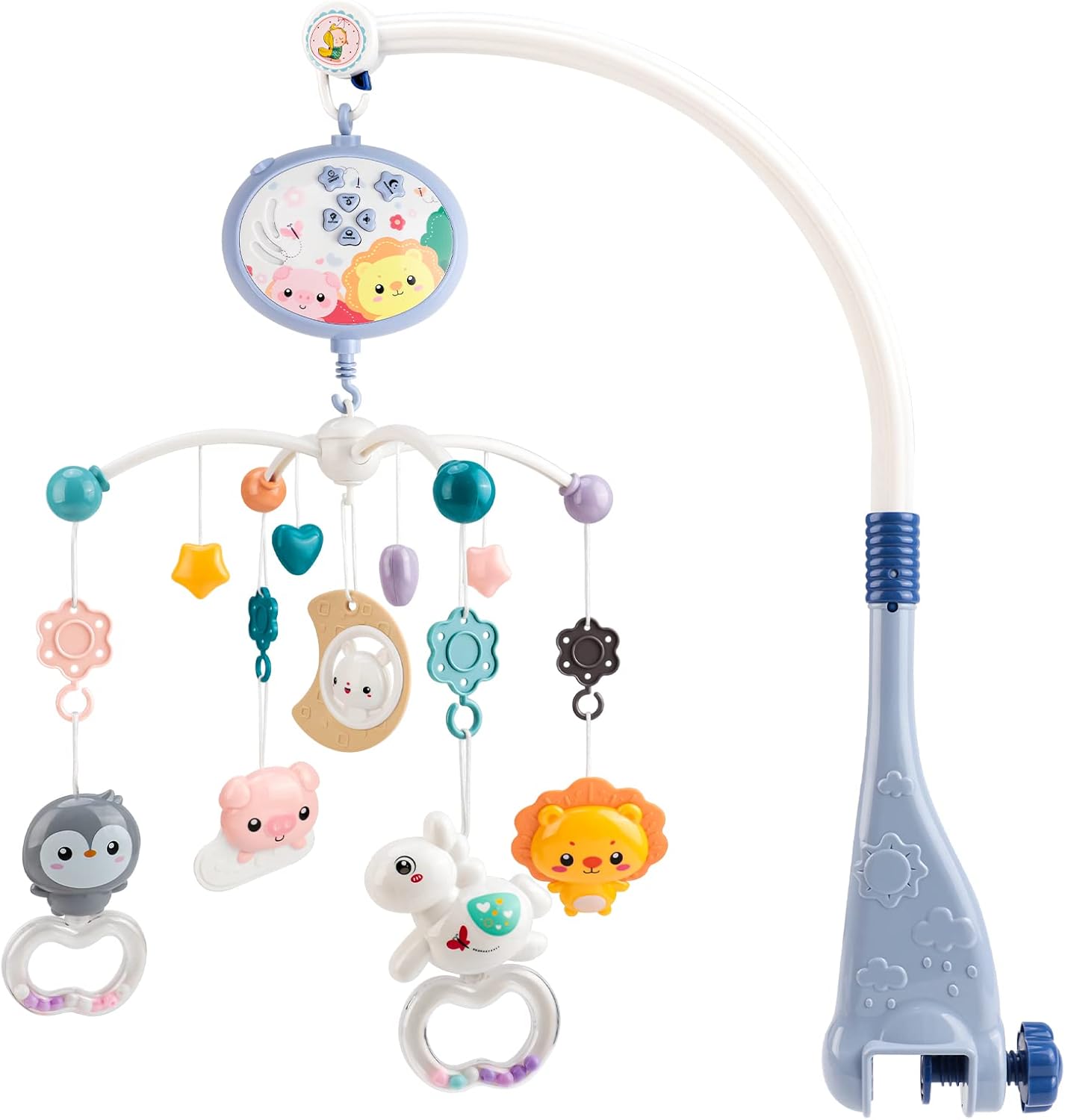 AmyBenton Cot Mobile for Baby with Soothing Music - Crib Toy with Celing Lights - Remote Control and Timing Function - Gift for Newborn