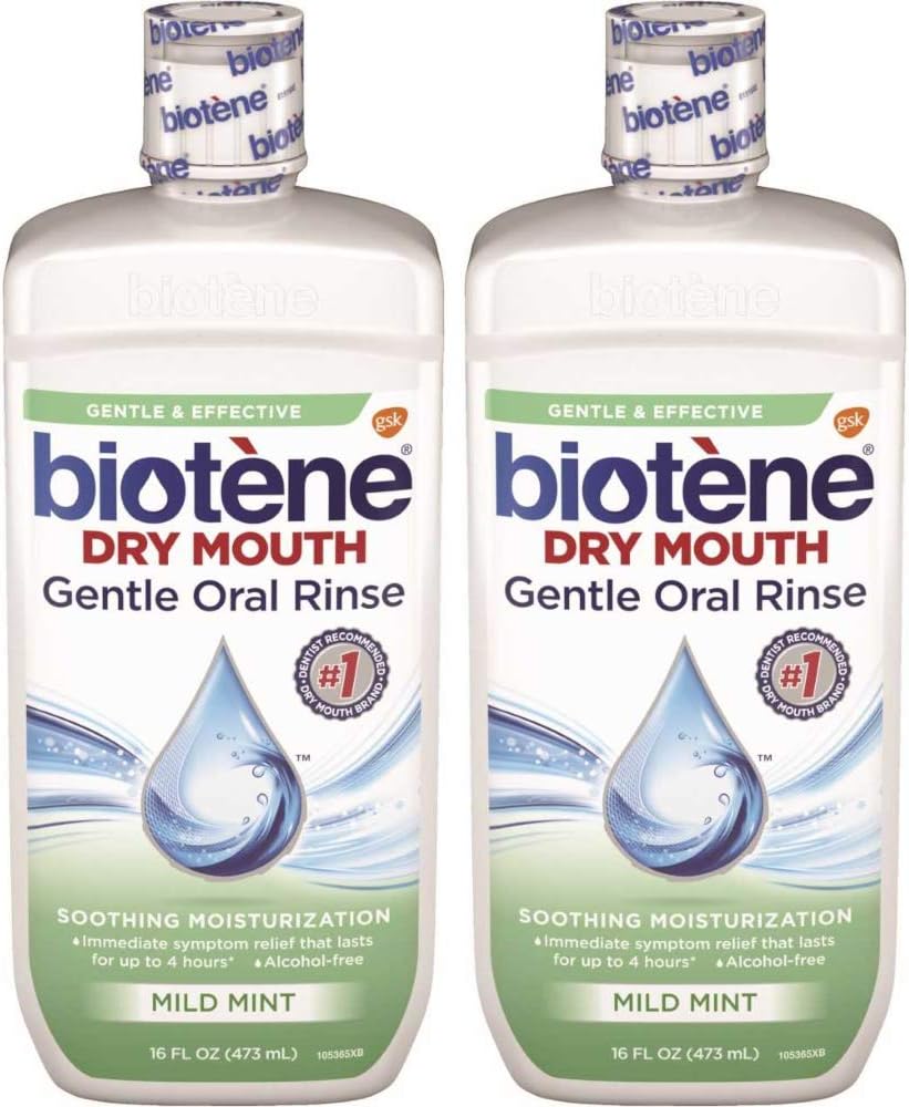 Biotene Moisturizing Oral Rinse,Mild Mint, 16 Fl Oz (Pack of 2)