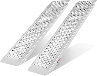 Ruedamann 4FT Aluminum Shed Ramps, 9" W Outdoor Loading Ramps for Shed Curb Steps Stairs, Golf Cart Ramps, Four Wheeler Ramps for Hand Truck, Bicycle, Motorcycle, Riding Mower, 880 Lbs Capacity, 2Pcs