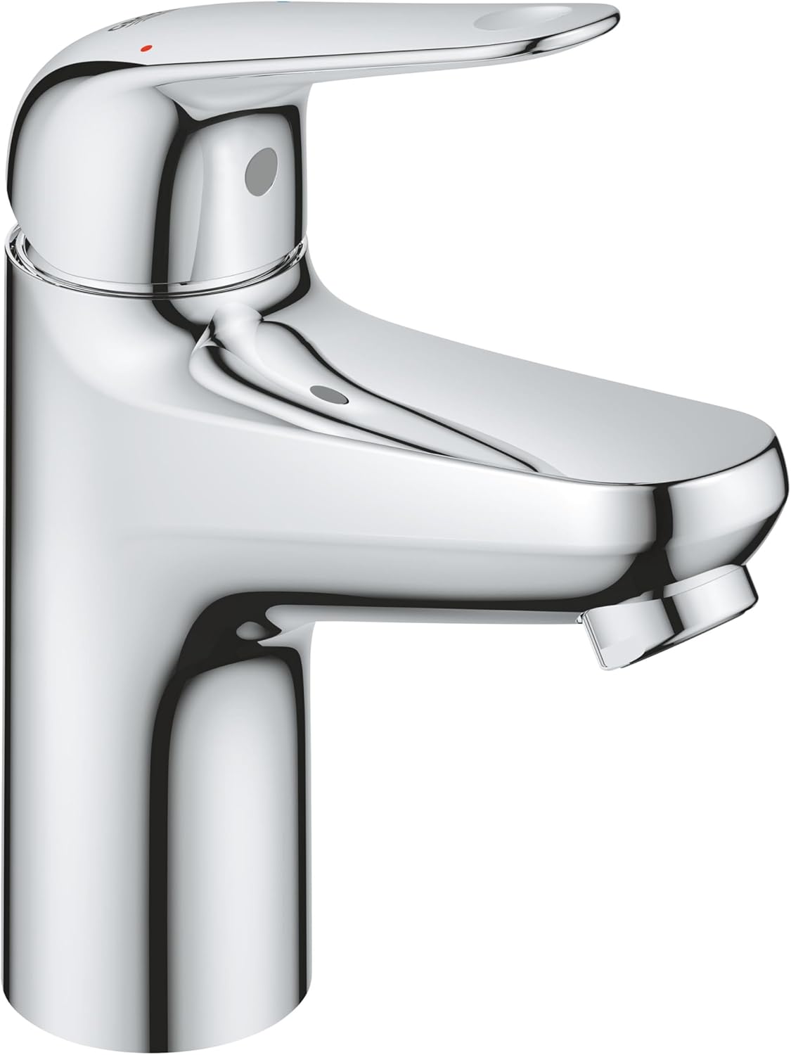 GROHE Swift QuickFix – Smooth Body 1 Lever Basin Mixer Tap for Low Pressure (S-Size 162 mm, 28 mm Ceramic Cartridge, Water Saving, Tails 1/2 Inch, Easy to Fit with GROHE QuickTool), Chrome, 24324001