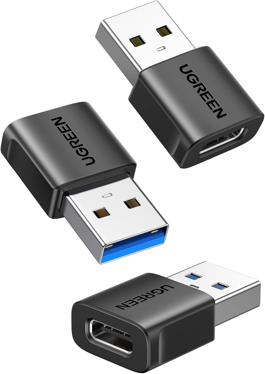 UGREEN USB to USB C Adapter 3Pack, 10Gbps USBC Female to USBA Male Adapter Type C Charge Converter for iPhone 16 15 14 13 Plus Pro Max,iPad Air Mini 6 7,Samsung Galaxy S23 S24,Pad Air,Black