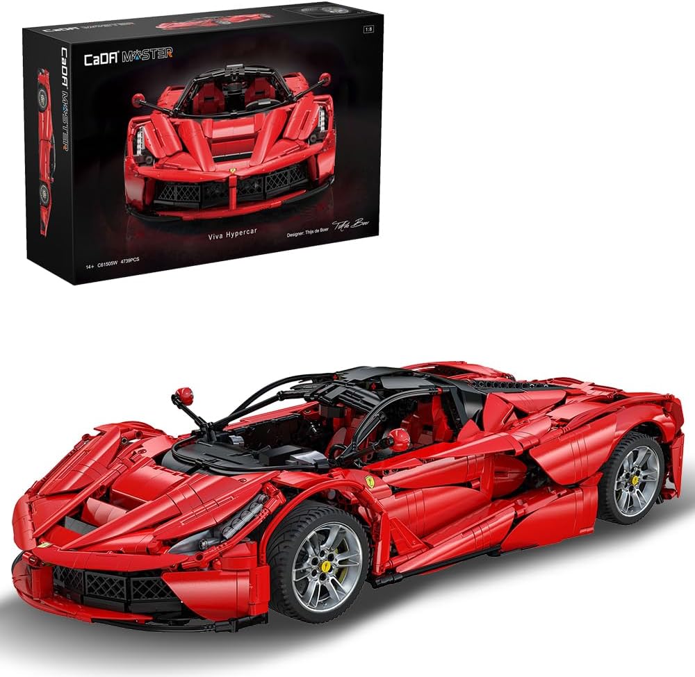 CaDA Master C61505W Viva Hypercar Supercar Building Blocks Kit, 4739 Pieces Collectible Motorsport MOC Car Toy, 1:8 Technique LaFer Supercar Building Set, Toy Gifts for Adults and Teenagers
