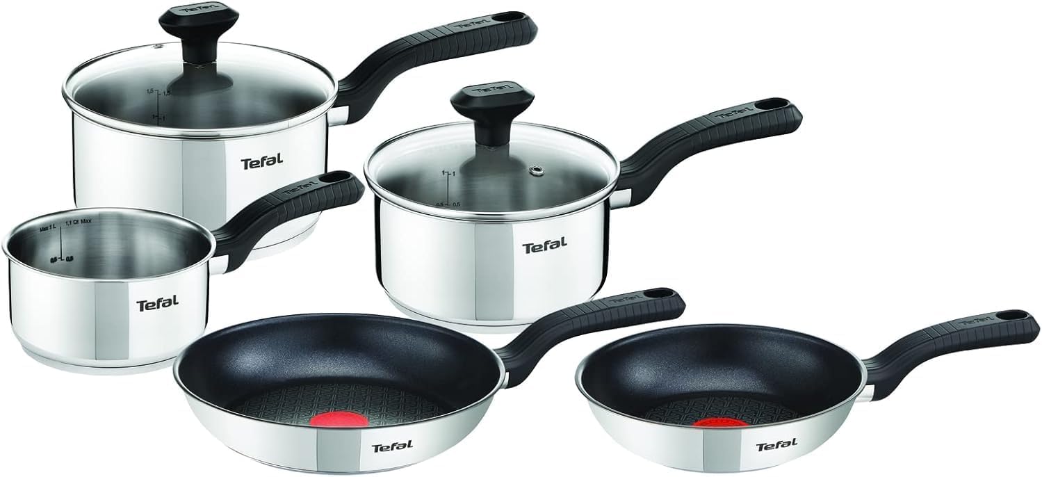 Tefal Comfort Max 5 Piece Stainless Steel Set, Durable Cookware for Healthy Cooking, Induction Compatible, Ergonomic Stay-Cool Handle, Dishwasher, C972S544