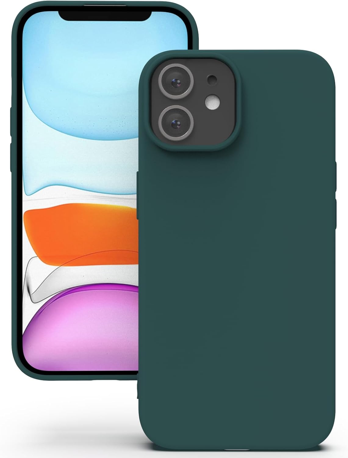 YATWIN Silicone Case for iPhone 11, Soft-Touch, Shockproof, DustProof, Antiskid Full Body Armour Phone Cover for Apple iPhone 11 - Dark Green