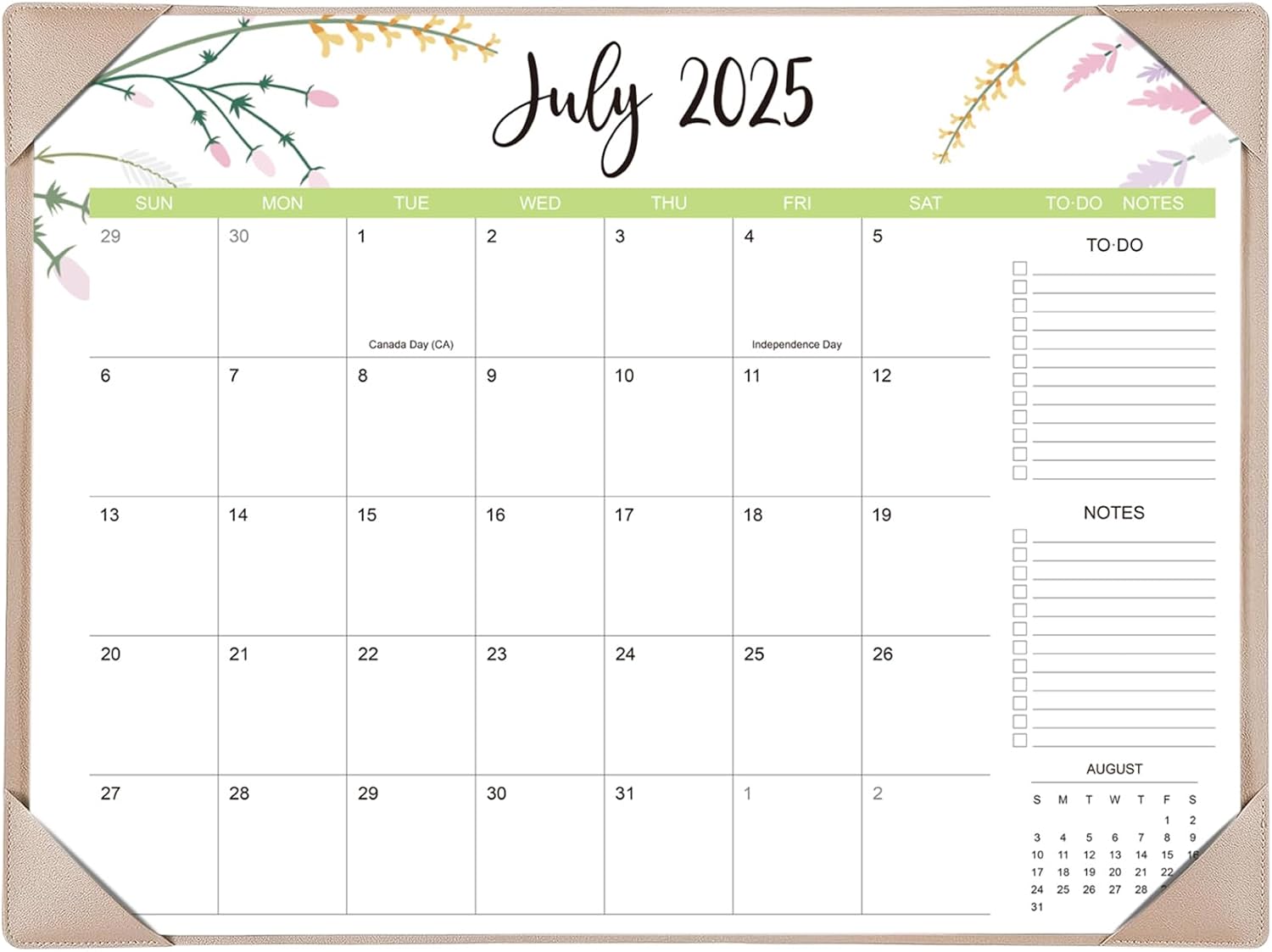 Desk Calendar 2025-2026 with Desk Mat – 22" x 17" Large Desk Pad Calendar Runs From Jul 2025 to Dec 2026, Floral Design Desktop Calendar with To-Do, Notes for Planning, Organizing, and Scheduling Your Life (Apricot)