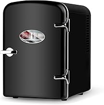 HealSmart Portable Mini Fridge, 4 Liter 6 Can Cooler and Warmer Compact Refrigerators with Observation Window, 100% Freon-Free & Eco Friendly for Drinks, 4L, Black