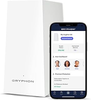 Gryphon AX – Ultra-Fast Mesh WiFi 6 Parental Control Router – Advanced Content Filters and Next-Gen Firewall - 4.3 Gbps Across 3,000 sq. ft. per Router for Multi-Device Households