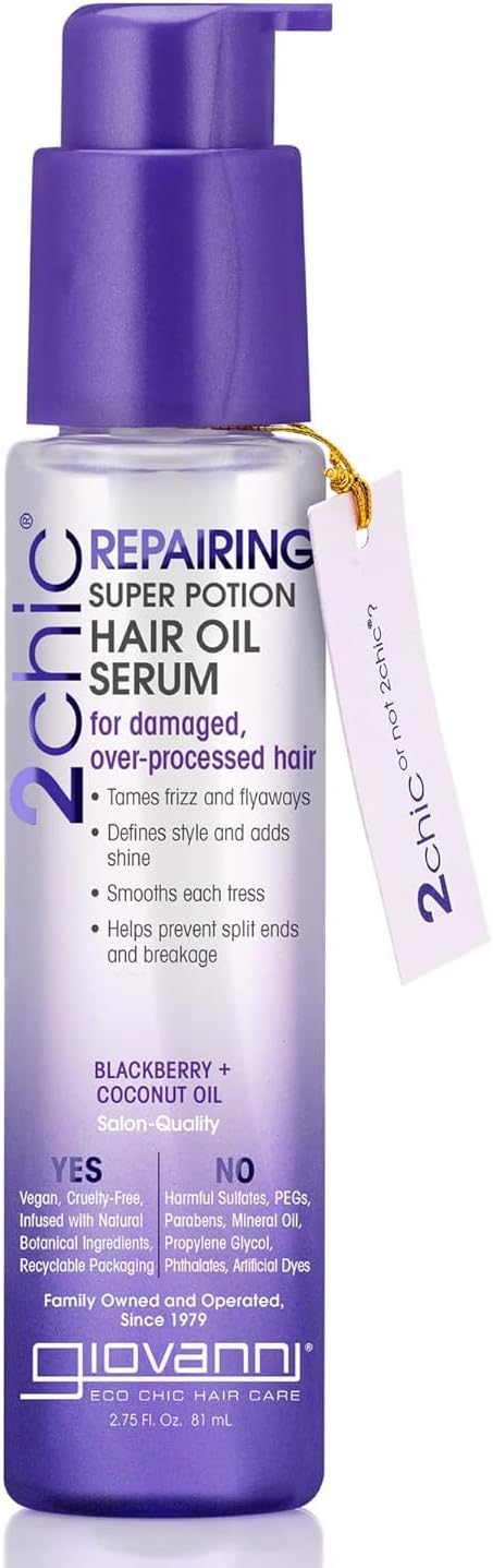 Giovanni 2 Chic Ultra Repair Super Potion Hair Oil Serum, Blackberry and Coconut Milk, 2.75 fl. oz.