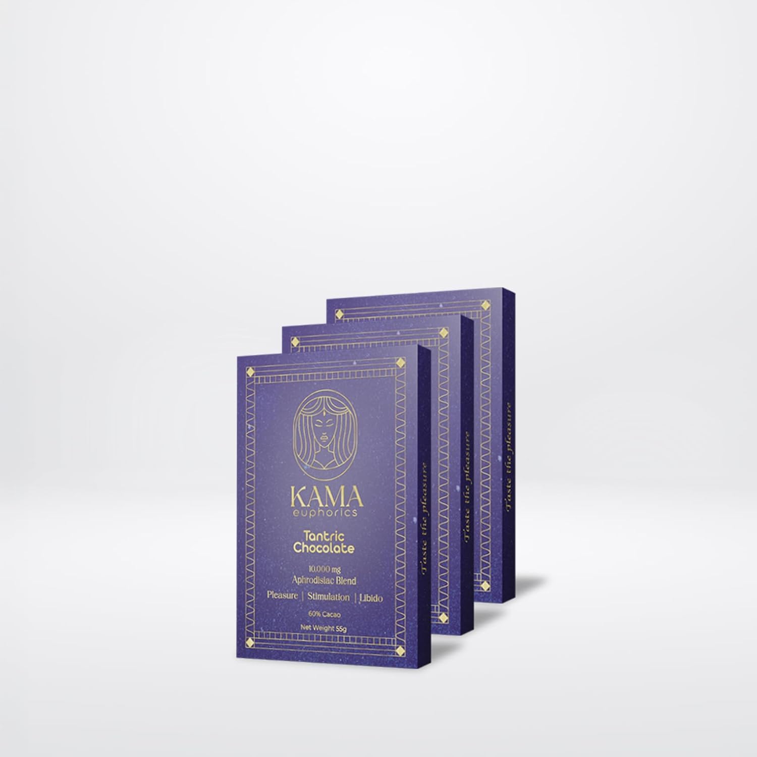 Kama Tantric Chocolate Candy - Organic Chocolate Infused with Potent Adaptogens - Boosts Connection, and Vitality - Chocolate Gift Box (3 Bars Kama Original, Dark Chocolate)