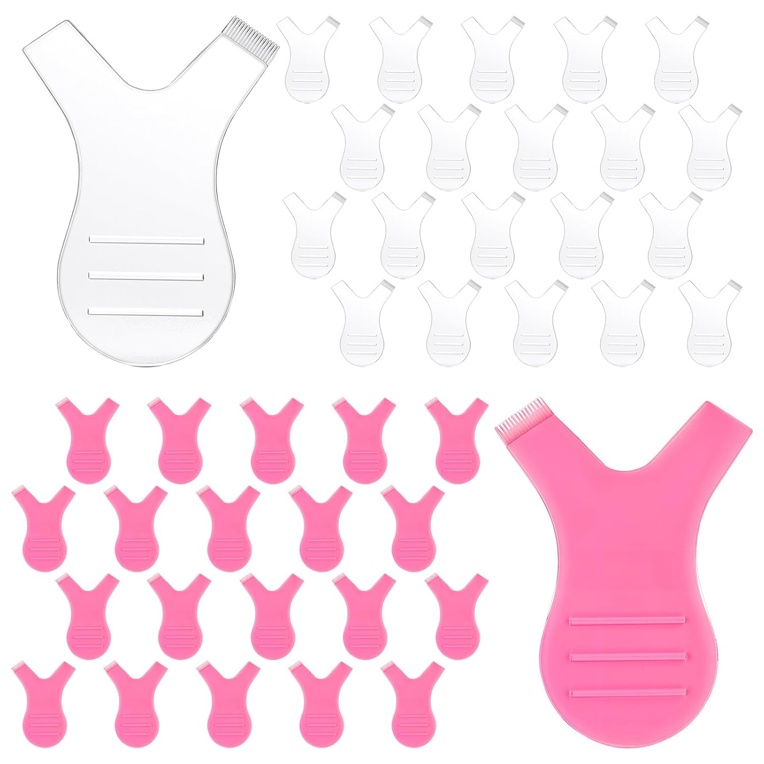 40 Pcs Y Lash Lift Tools Lash Lift Comb Y Shape Eyelash Brush Y Shape Lash Combs Eyelash Perming Brush for Lash Grafting Extension(Pink, Clear)