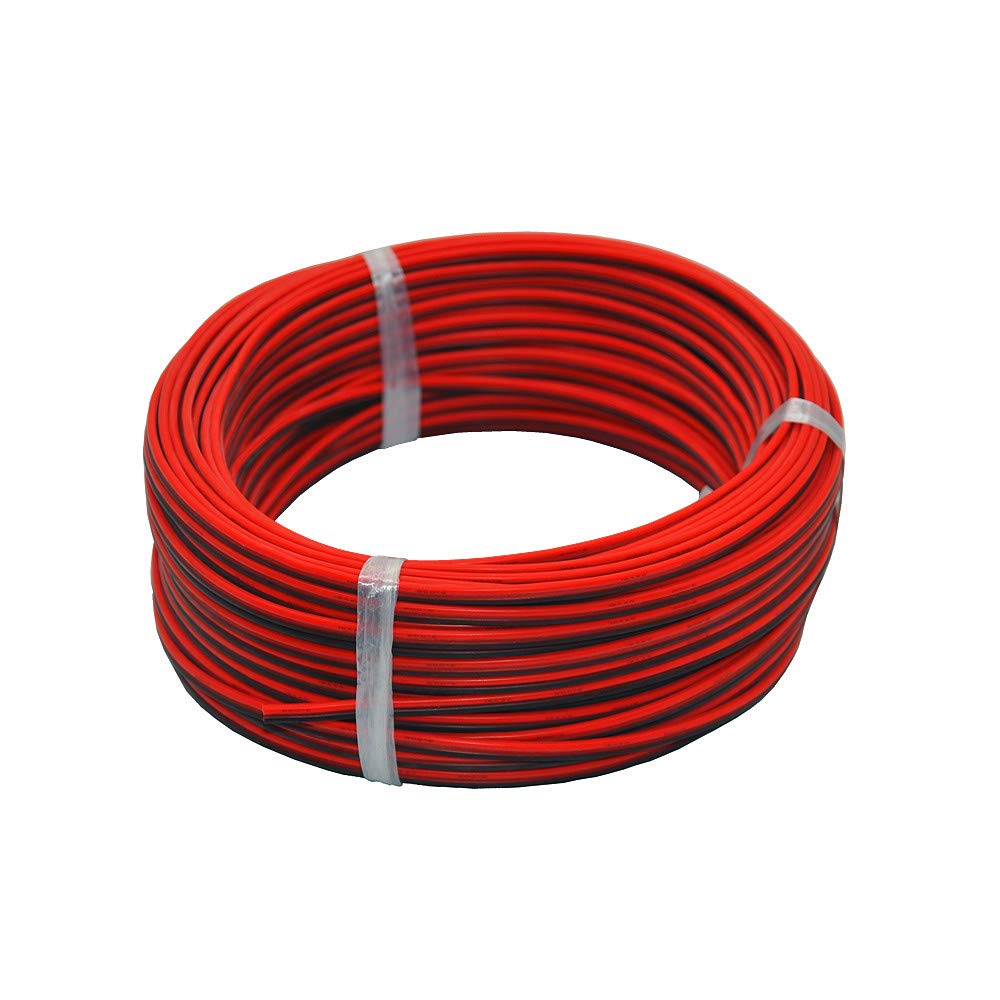 TUOFENG 20 awg Silicone Electrical Wire 100 Meter [Black 50 m Red 50 m] 2 Conductor Parallel Wire line Soft and Flexible 0.5mm² Hook Up Oxygen Free Strands Tinned Copper Wire
