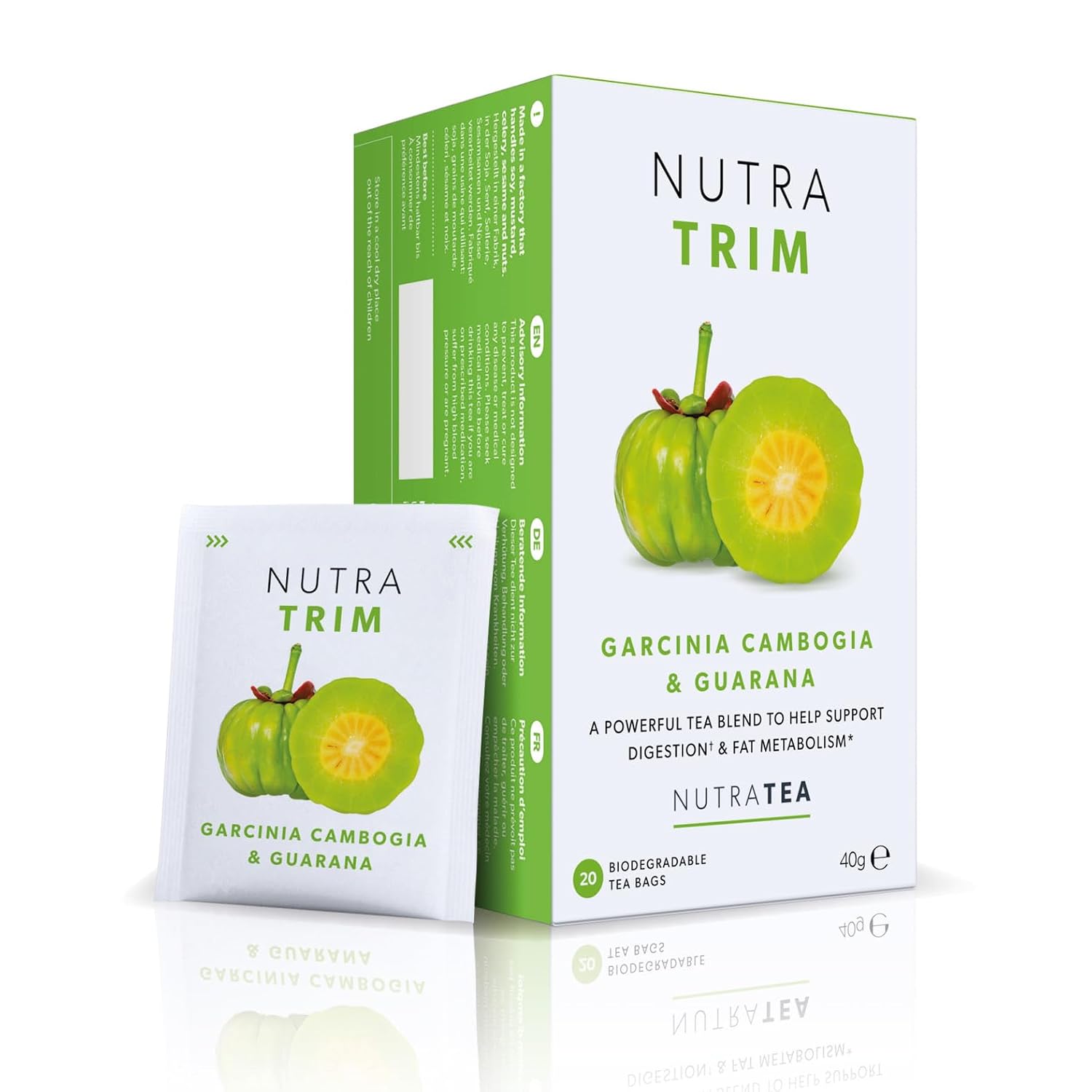 NUTRATRIM - Slim Tea | Skinny Tea | Slimming Tea – Aids in Weight Loss and Digestion – Includes Garcinia Cambogia, Guarana & Green Tea - 20 Enveloped Tea Bags - by Nutra Tea - Herbal Tea