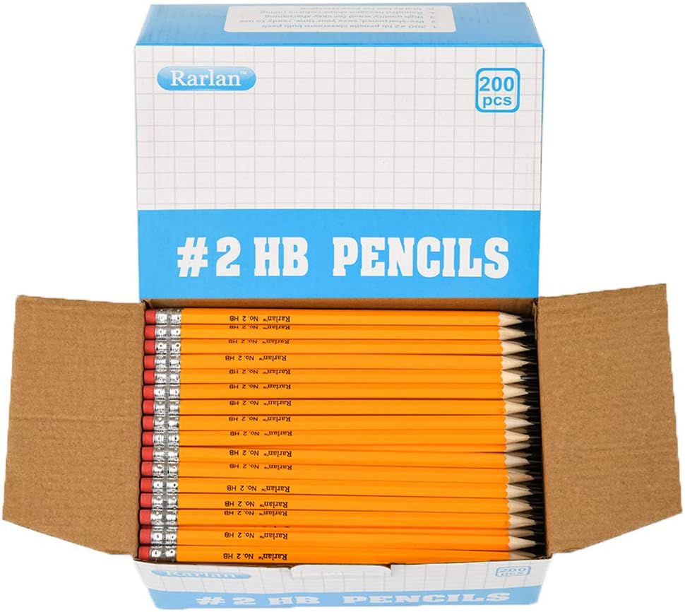 Wood-Cased #2 HB Pencils, Pre-sharpened, 200 Count Bulk Pack