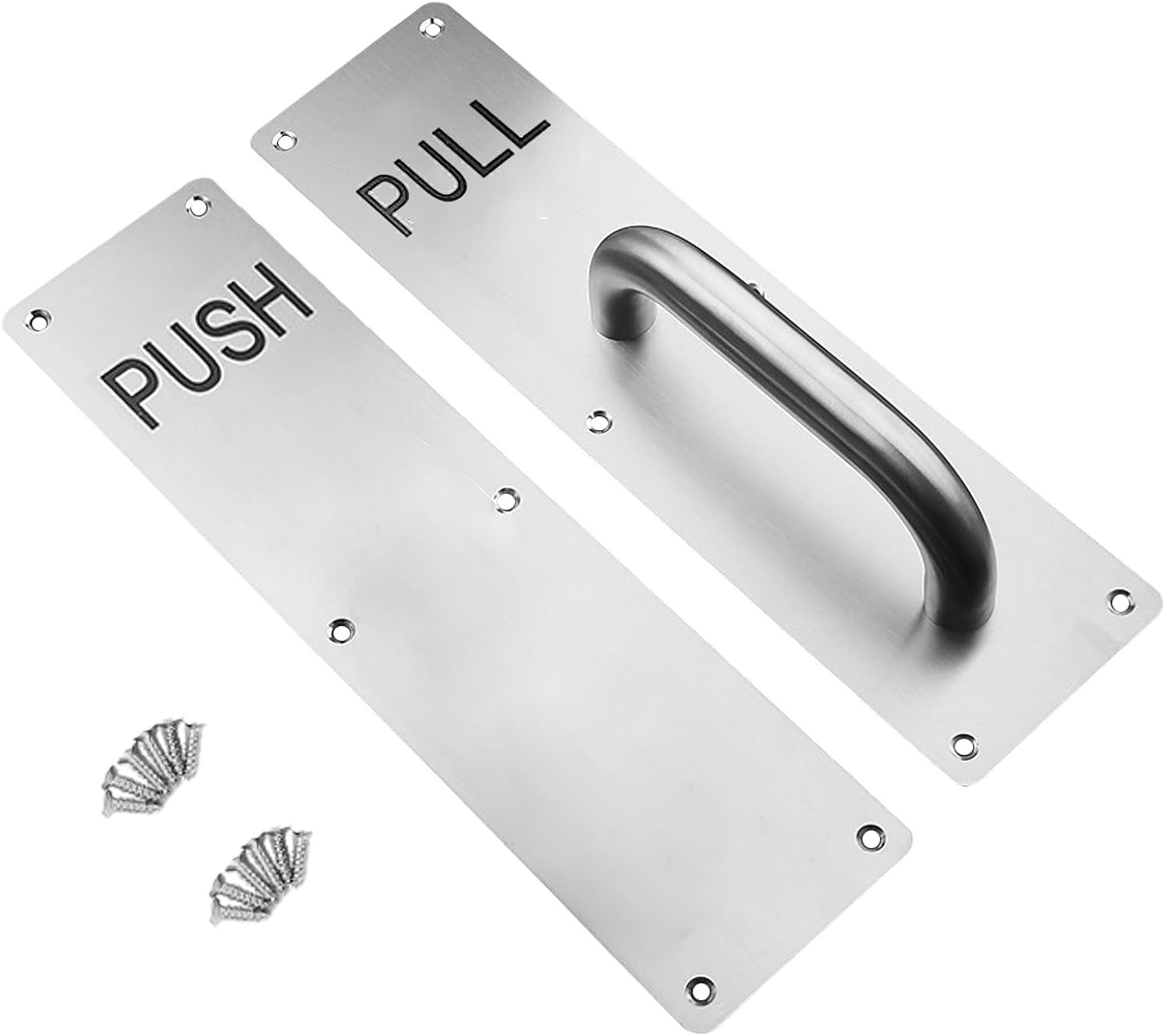 Succcuii Door Pull Handle Push Plate 30x8cm, Heavy Duty Stainless Steel Door Plate for Aluminium & Wooden Doors with Screws, Ideal for Fire Door Commercial Business Restaurants Garage