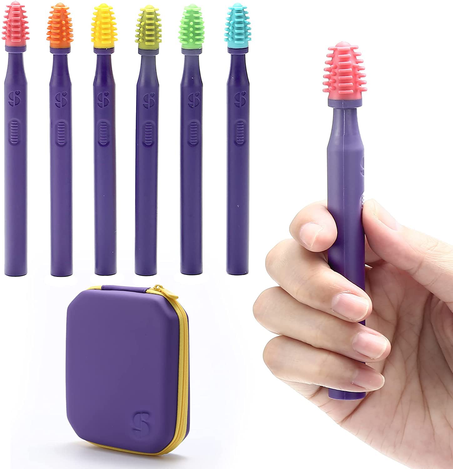 Special Supplies Sensory Mouth Brushes and Oral Stimulation Tools for Kids and Adults, Wake Up Mouth for Desensitization, Soft, Flexible, Textured Silicone (6 Pack)