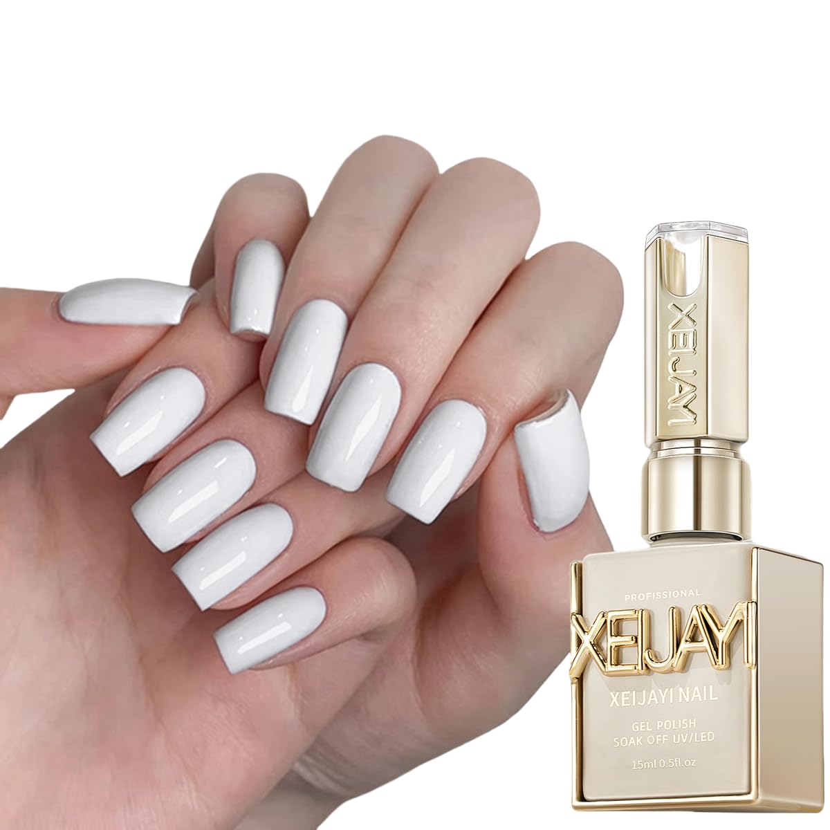 White Gel Nail Polish, 15ml Magnetic Gel Polish Pure White - High Saturation, Long-Lasting, No Alcohol, French Manicure Gel Polish Extre White Wedding Nail Gel Polish Soak Off Manicure Salon DIY