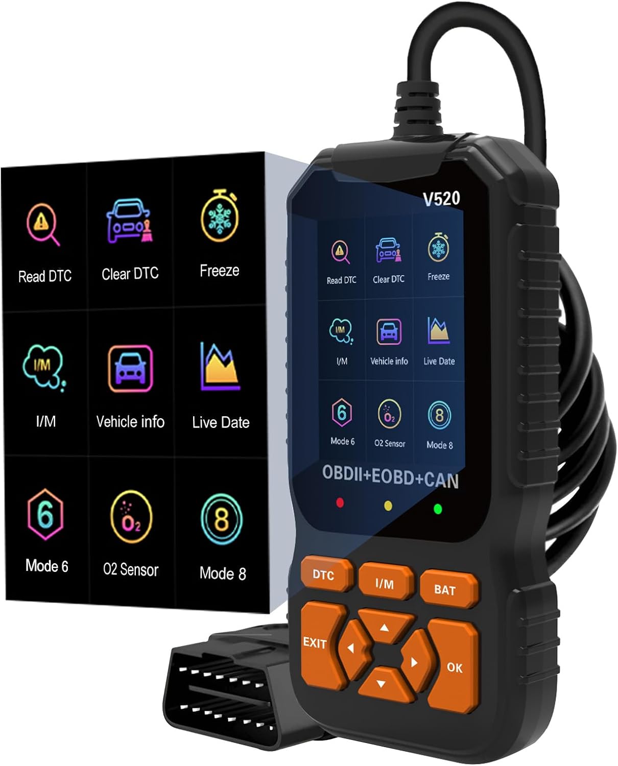 OBD2 Scanner Diagnostic Tool by MMOBIEL – Check Engine Car Code Reader with Reset, I/M Readiness, Mode 6 & 8 and More - Car OBDII/EOBD Diagnostic Scan Tool for All Vehicles that Comply OBD2 Protocol