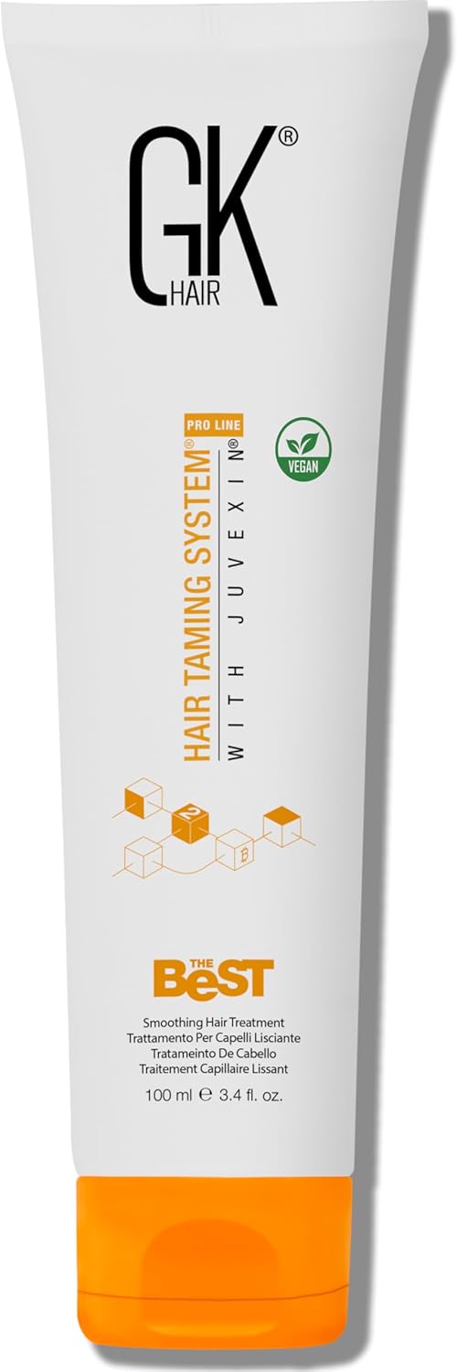 The Best Keratin Hair Treatment By GK HAIR Long Lasting Professional Brazilian Complex Blowout Taming Repairing Straightening Smoothing For Silky Smooth Frizz Free Hair - 100ml