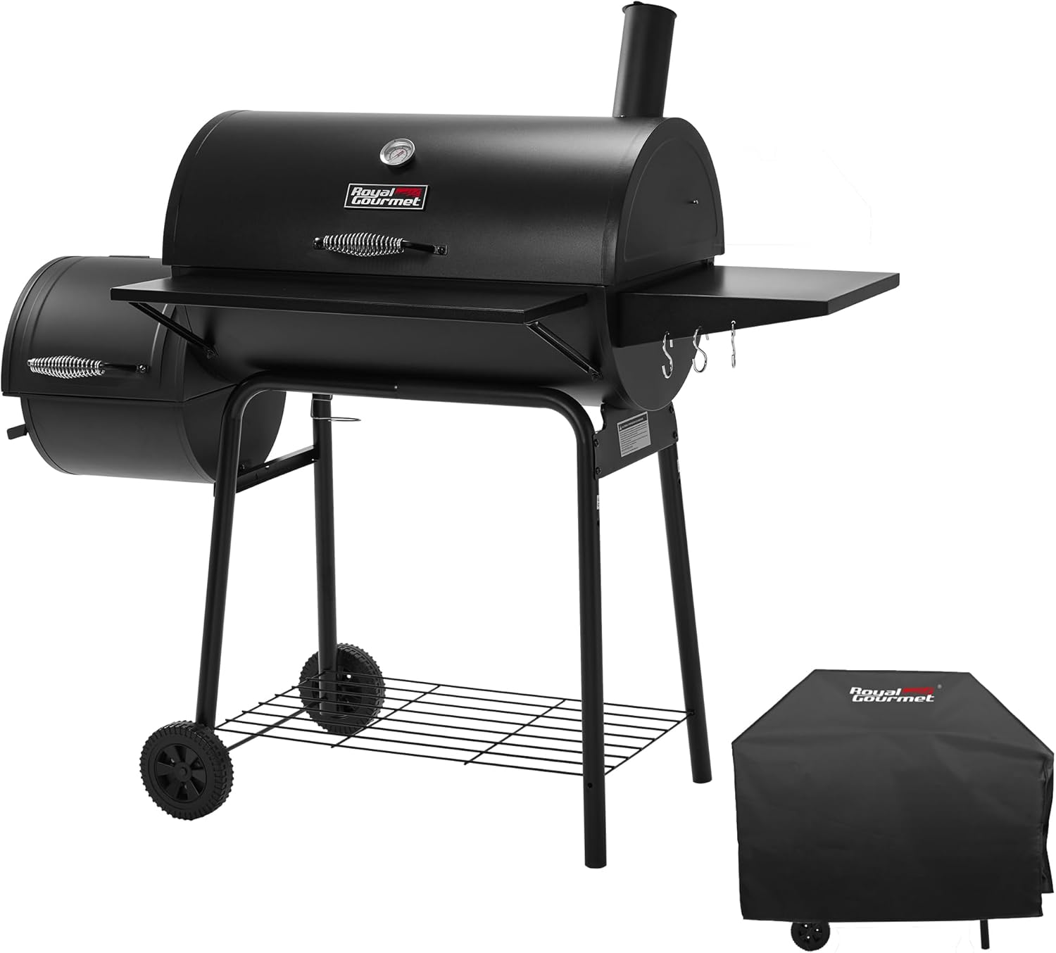 Royal Gourmet CC1830SC Charcoal Grill Offset Smoker with Cover, 811 Square Inches, Black, Outdoor Camping