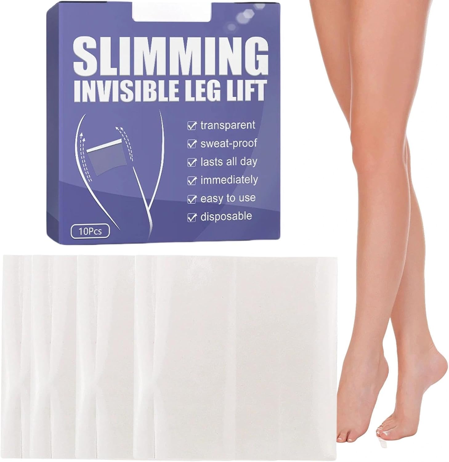 10pcs Invisible Thigh Lift Tape for Men & Women – All-Day Sweatproof Body Shaping, Firming Leg & Thigh Lifters, Skin-Friendly Adhesive Tape for Seamless Support
