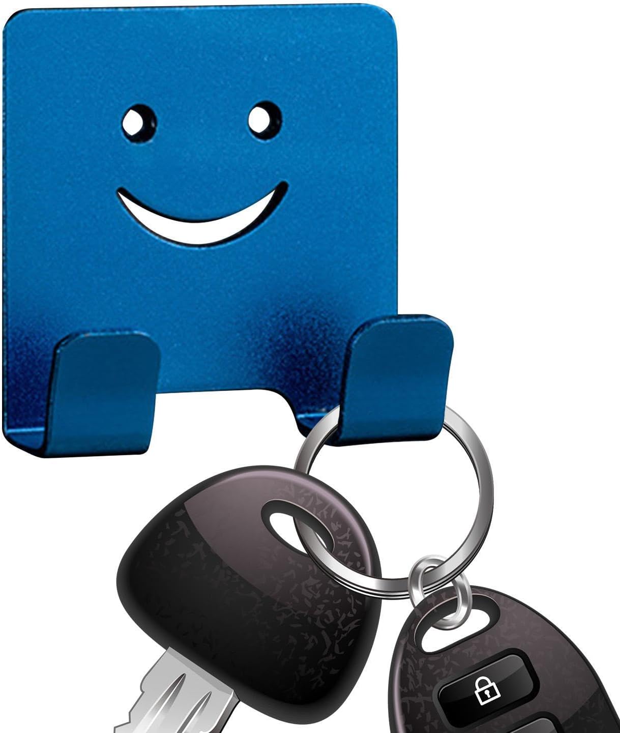 Adhesive Wall Hooks ? Smile Face Sticky Hooks, Waterproof Aluminum Alloy | Heavy-Duty No-Drill Hooks for Hanging Clothes, Towels, Keys |, Easy Install D?cor Hooks for Bathroom, Kitchen, Living