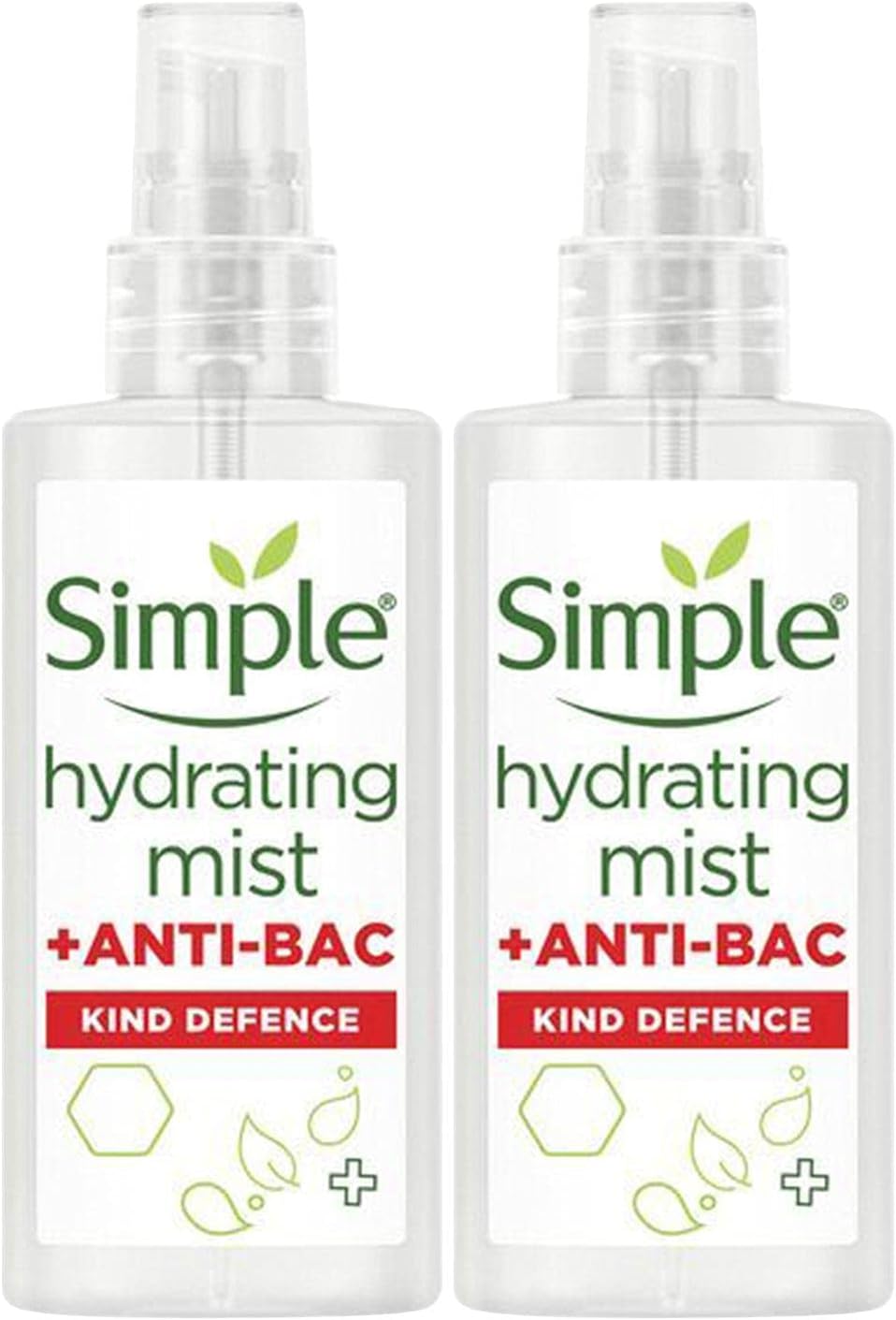 2 Pack of Simple Hydrating Mist + Anti-Bacterial Kind Defence Protect Mist 125ml
