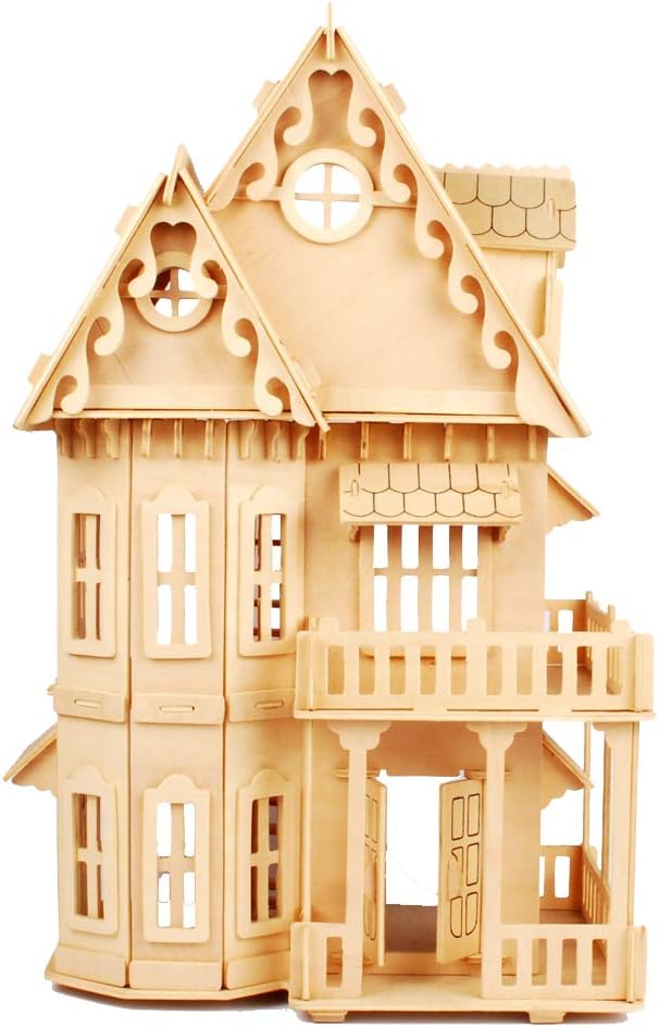 NWFashion Children's 17" Wooden 6 Rooms DIY Kits 3D Puzzle for Christmas Party Halloween House (Gothic)