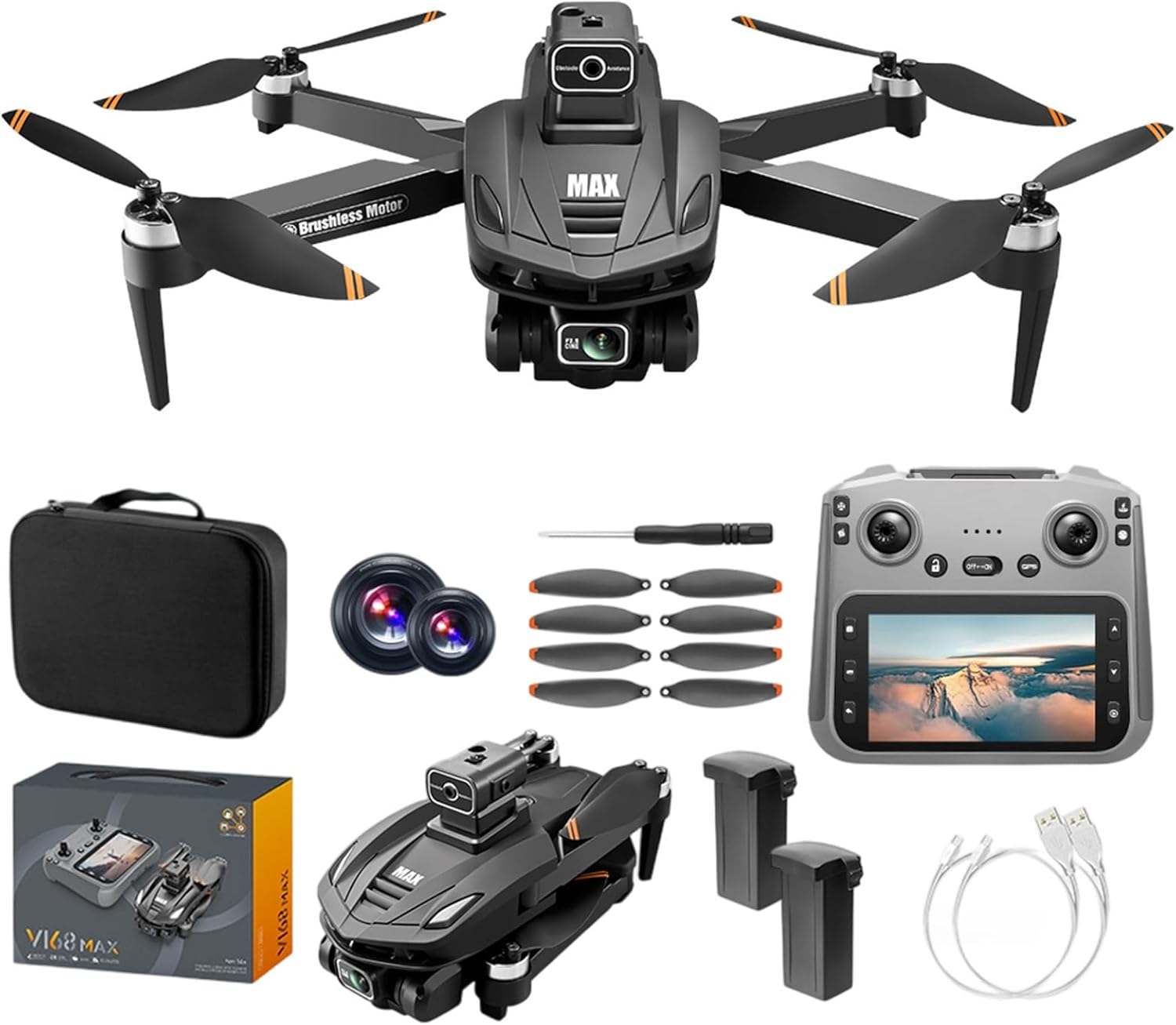 Mini Drone with Camera for Adults - 8K/4K 30FPS HD Video, 4.5" LCD FPV GPS Drone, 60-Min Flight Time (2 Batteries), 10,000ft Transmission, Auto Return, Foldable & Lightweight, Professional/Beginner Friendly(Black-2 Batteries)