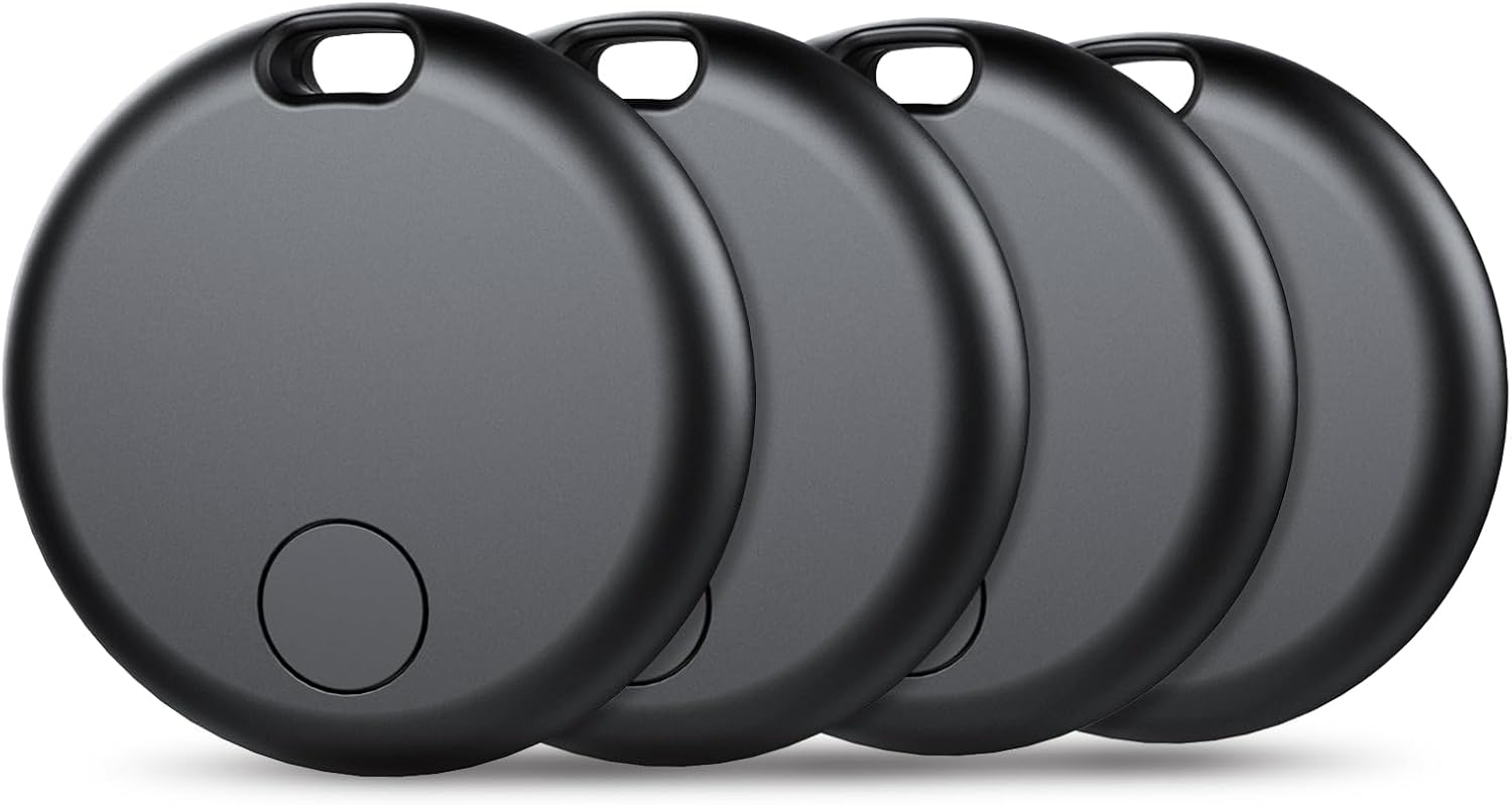 Air Tracker Tags Bluetooth Item Finder-4Pack，Compatible with Apple Find My APP (iOS Only) Replaceable Battery, IP67 Waterproof, Suitable for Luggage, Bags, Wallets, Backpacks, Keys Tracking Tag, Black