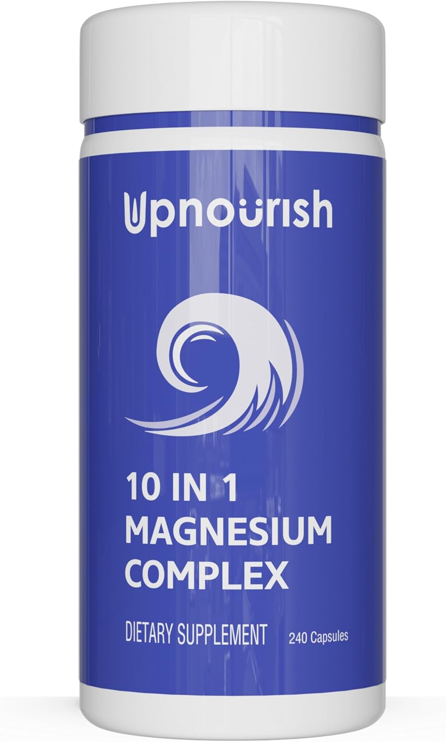UpNourish Magnesium Supplement - 10 in 1 Magnesium Complex - Full Spectrum Magnesium Mineral Supplements with Glycinate, Citrate, Taurate, Malate, Carbonate, Oxide and More, 240 Vegan Capsules