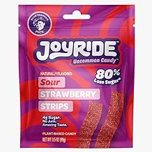 Generic Joyride Sweets Strawberry Candy Strips, 80% Less Sugar - 3.5oz, Gummy Strips, Gummy candy strips, Candy Belts, Sour Candy Strips.