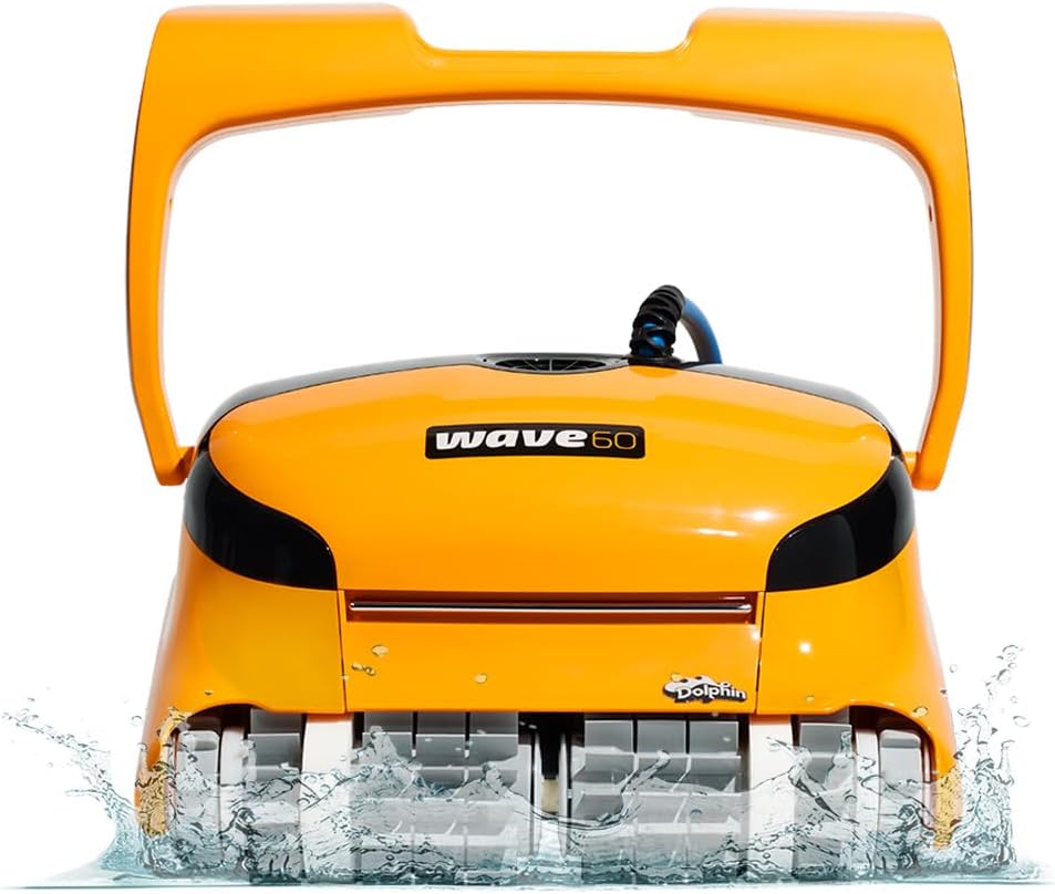 Dolphin Wave 60 Automatic Robotic Pool Vacuum Cleaner Includes Caddy, Wall Climbing Scrubber Brush, Top Load Filters, Ideal for Commercial Pools up to 50 FT in Length
