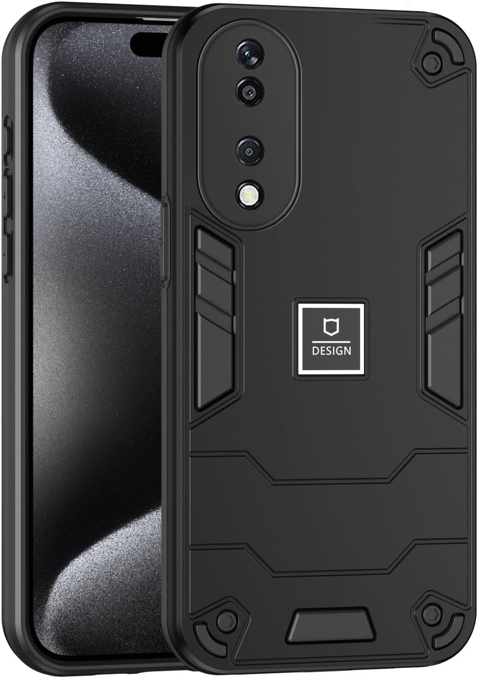 Phone Case Compatible with Honor 90 Smart CLK-NX1,Compatible with Honor X7b 4G CLK-LX1 CLK-LX2 CLK-LX3 / X7b 5G Case Dual-Layer Drop-Proof TPU+PC 2-in-1 Protective Case Black