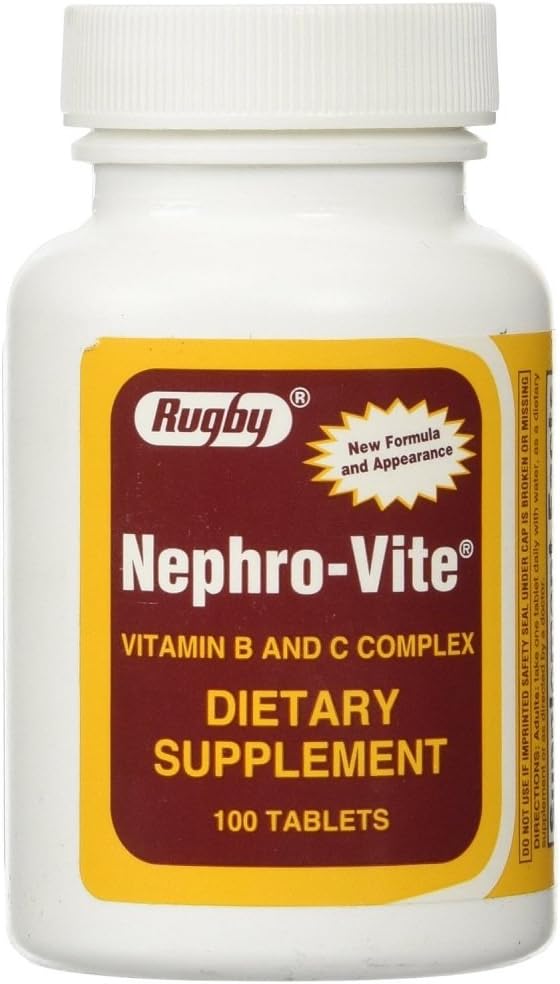 Rugby Nephro-Vite Vitamin B and C Complex, 100 Tablets (2-Pack)