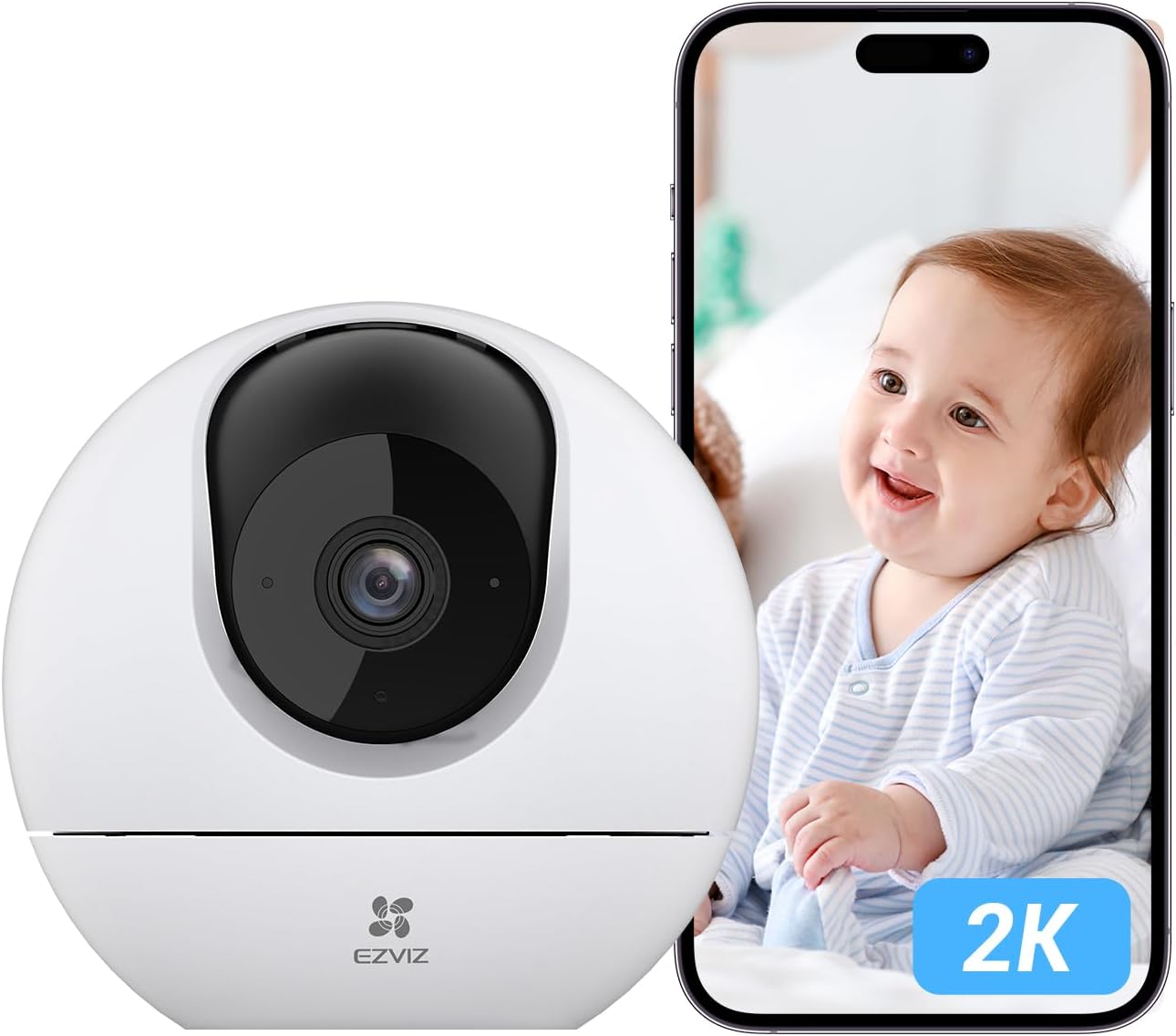 EZVIZ 2K Indoor Wifi Camera No Monthly Fee, 512GB Supports, Starlight Colour Night Vision, Human Detection, 360°, Auto Tracking, Two Way Talk, Privacy Mode, Google Control, C6c 3MP
