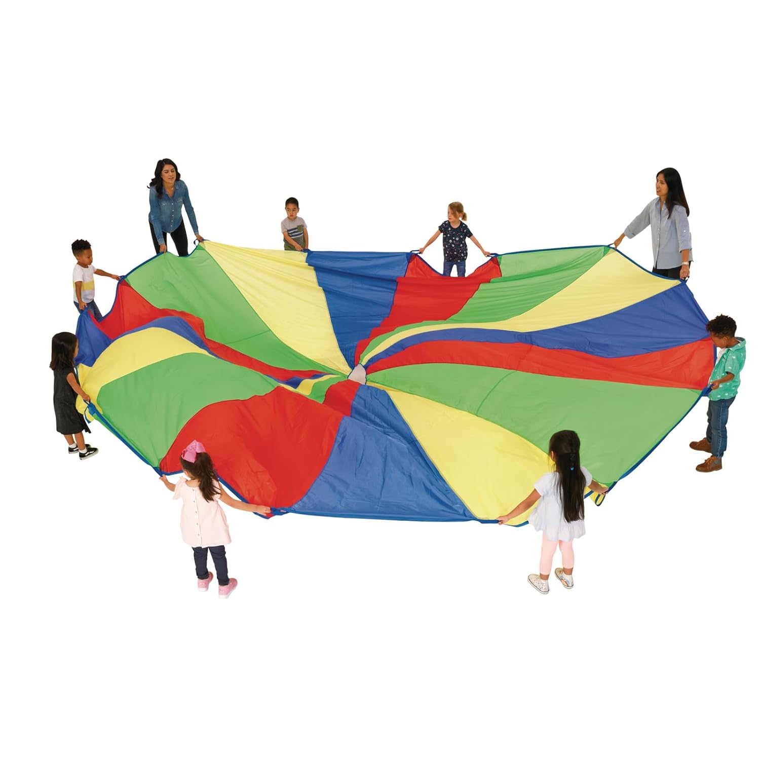 Excellerations Brawny Tough 20-Foot Rainbow Play Parachute for Kids with 16 Handles, Kids Toy (Item # P20)