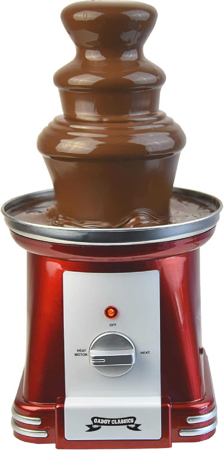 Gadgy ® 3-Stage Chocolate Fountain 90 Watt | 31.5 cm high with Stainless Steel Tower | 750 Gram Capacity | Retro Look | Great for Children's Birthdays and Weddings