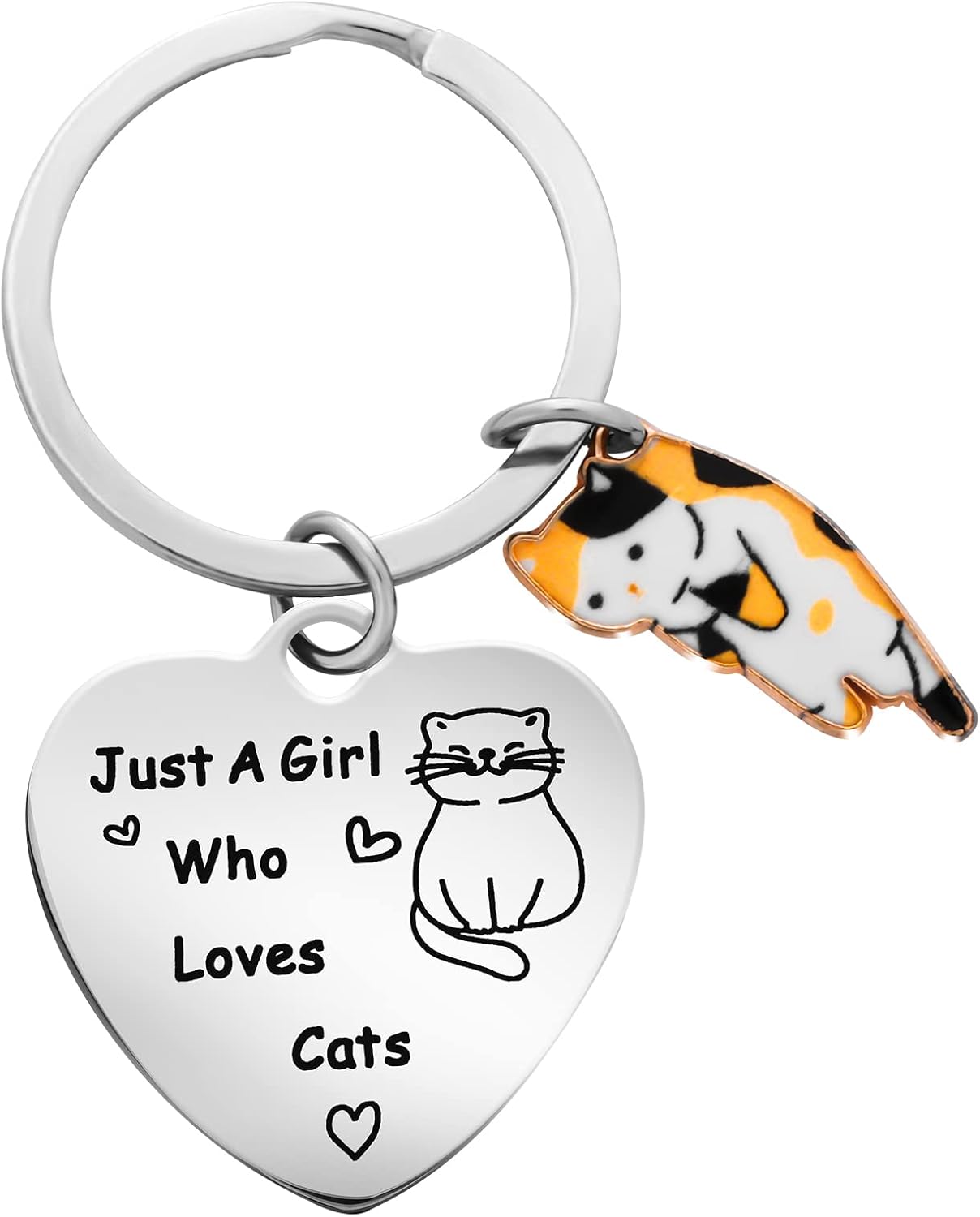 TIESOME Funny Cat Keyring Gifts Animal Lover Gift Just A Girl Who Loves Cats Cat Lover Gift for Women Girls Who Loves Cats Keyring Funny Keyring Gifts for Cat Lovers