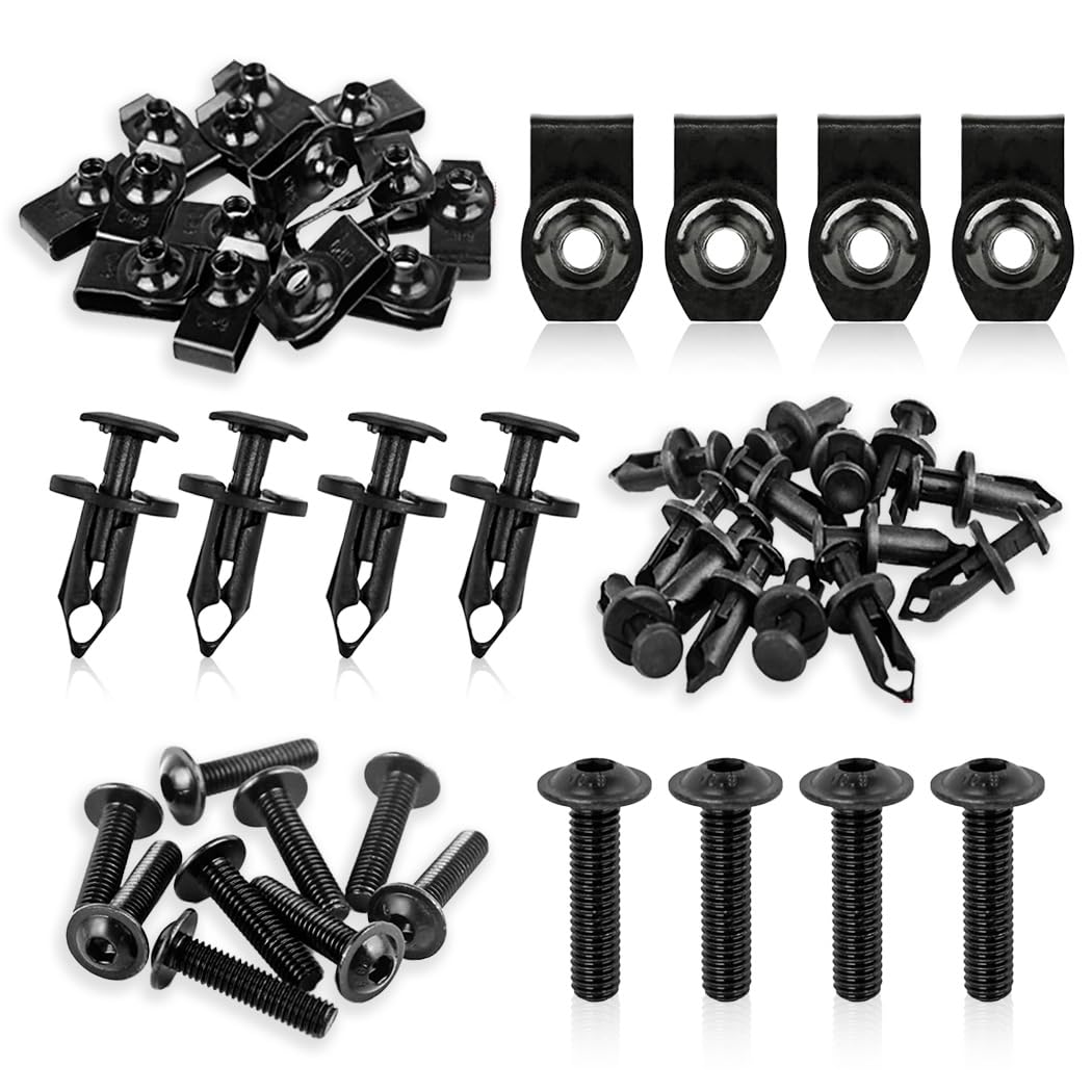 30pcs Body Panel Screws with U-Type Flat Nut and Plastic Fastener Rivets Fits for UTV ATV Snowmobile Trex Polaris Ranger RZR Sportsman Replaces 7519650 7547674 7661855