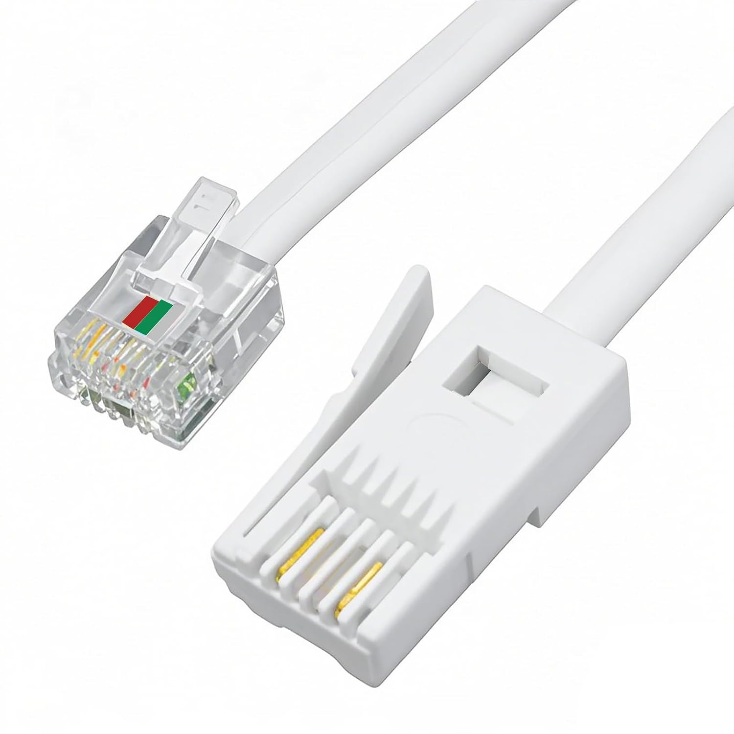 HDXH Telephone Cable Phone Cable for Landline ADSL Modem Cable 2M,BT to RJ11,UK Telephone Plug to RJ11 Lead For British home fixed telephone lines,Devices as fax machines,Telephones etc（white，2M）