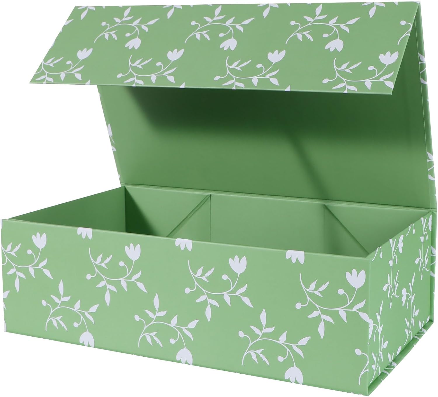 LFBOX Green Leaves Gift Box with Magnetic Lids 1 Pack