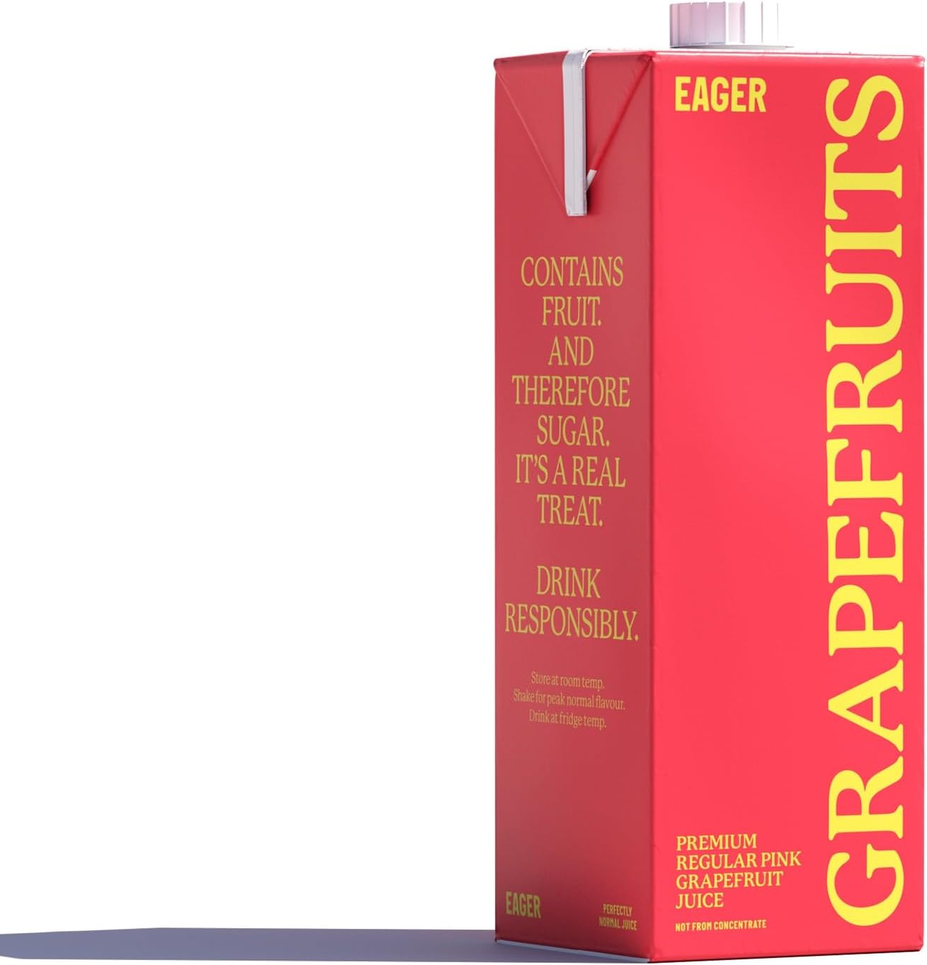 Eager Pink Grapefruit Juice 100% Squeezed, Refreshing Fruit Drink, NFC Not From Concentrate, Single Carton, 1 x 1 Litre