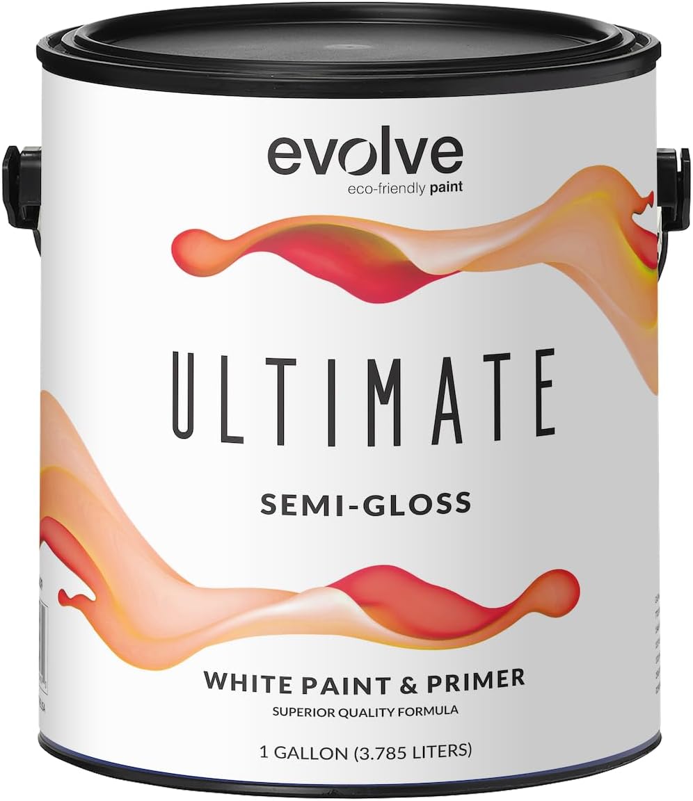 EVOLVE Ultimate Paint & Primer in White for Interior & Exterior House Paint, Semi-Gloss Sheen, 1-Gallon