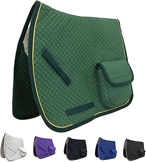 Derby Originals Premium Half Fleece Lined All Purpose & Dressage English Saddle Pads with Pockets