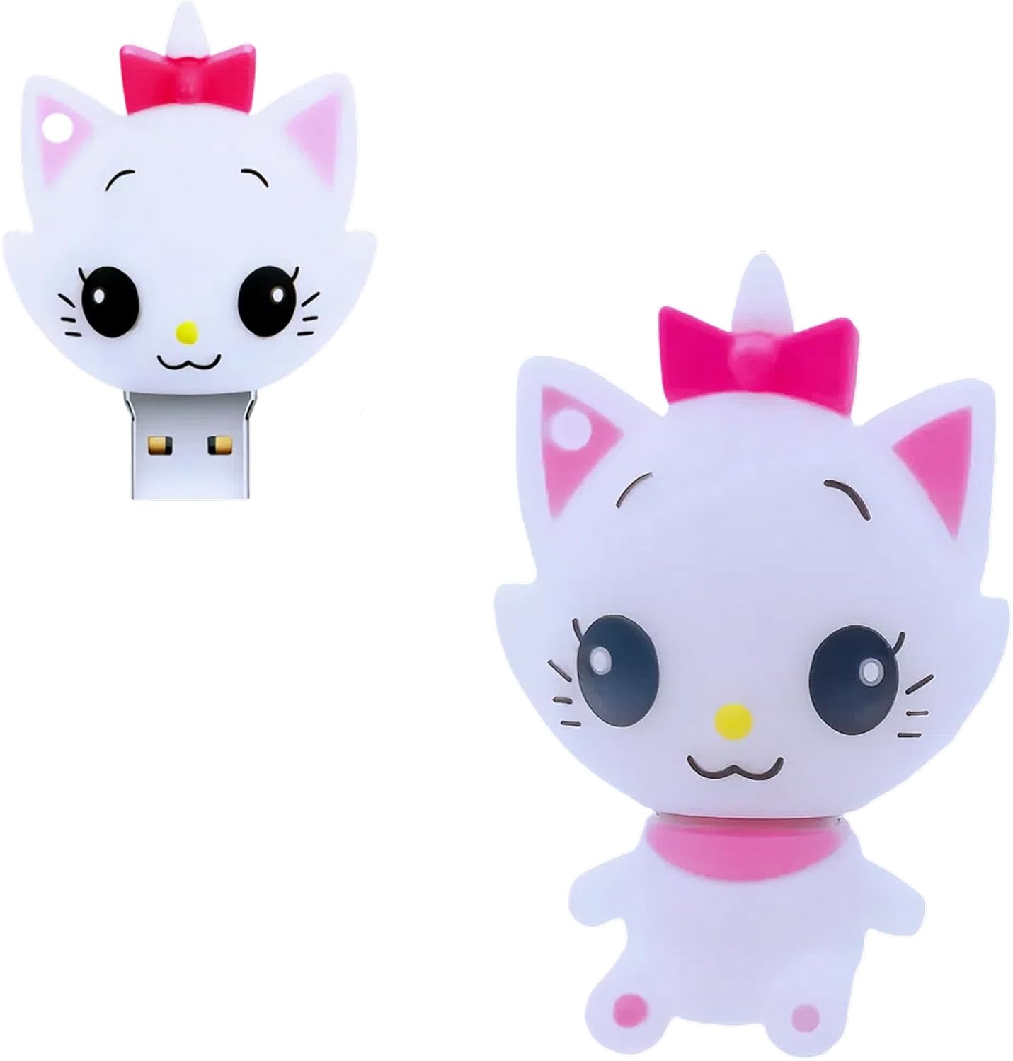 64GB USB 2.0 Flash Drive Cartoon Novelty Cute Cat Memory Stick Silicone Rubber Ainmal Pendrive White